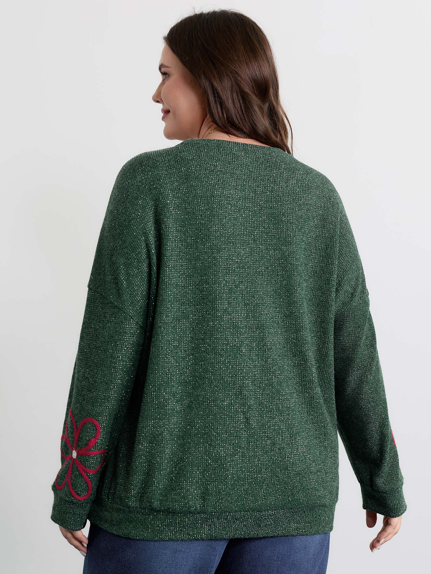 Lurex Textured Cord Embroidery Sweatshirt - Image 5