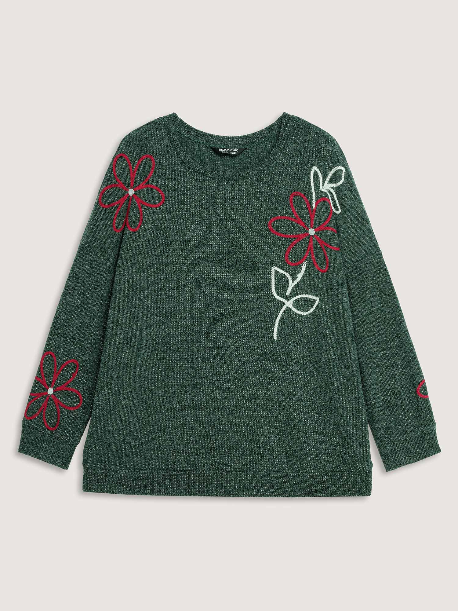 Lurex Textured Cord Embroidery Sweatshirt - Image 8