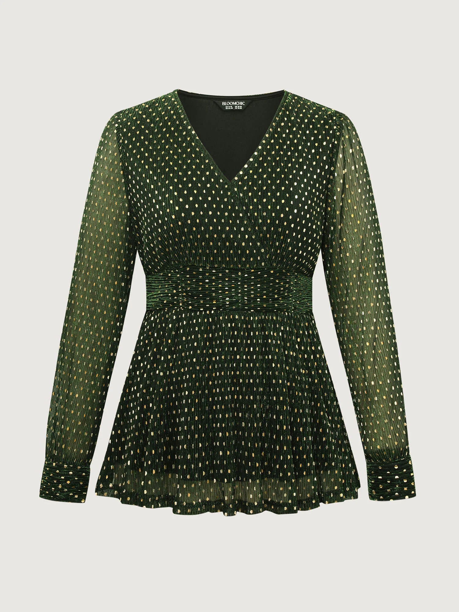 Lurex Textured Flared V-Neck Blouse - Image 7