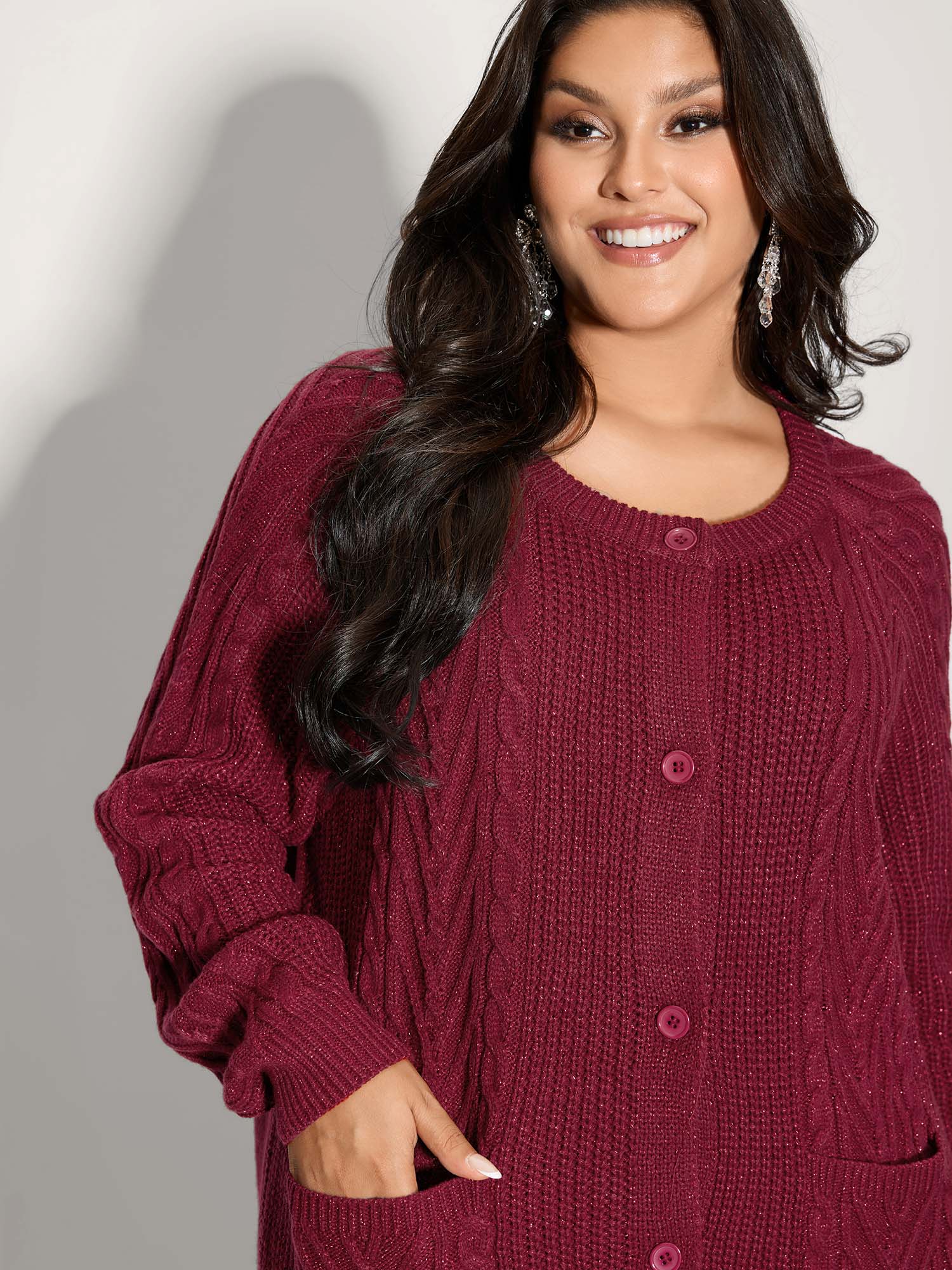 Lurex Twist Button Knit Cardigan - Image 2