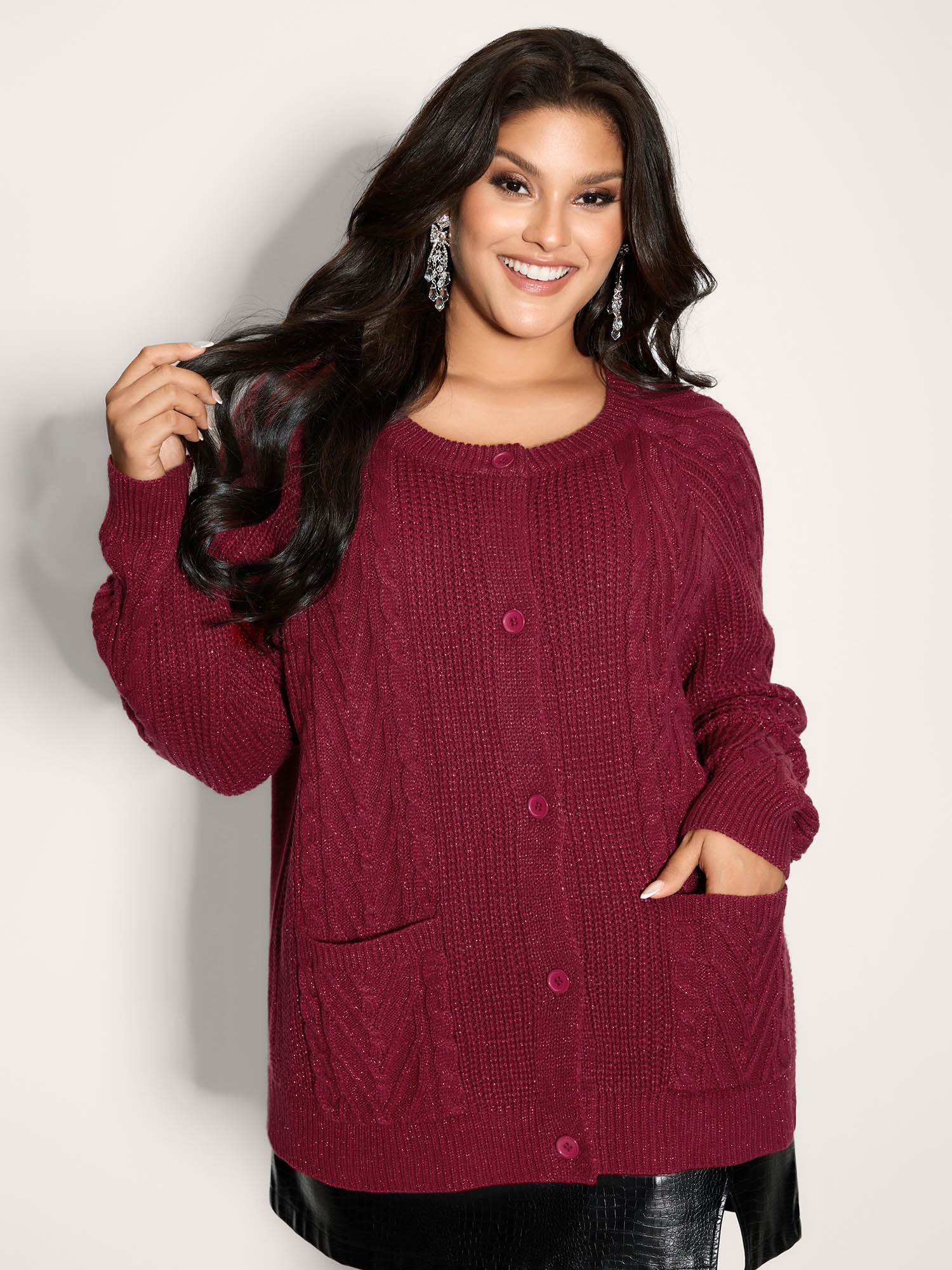 Lurex Twist Button Knit Cardigan - Image 4