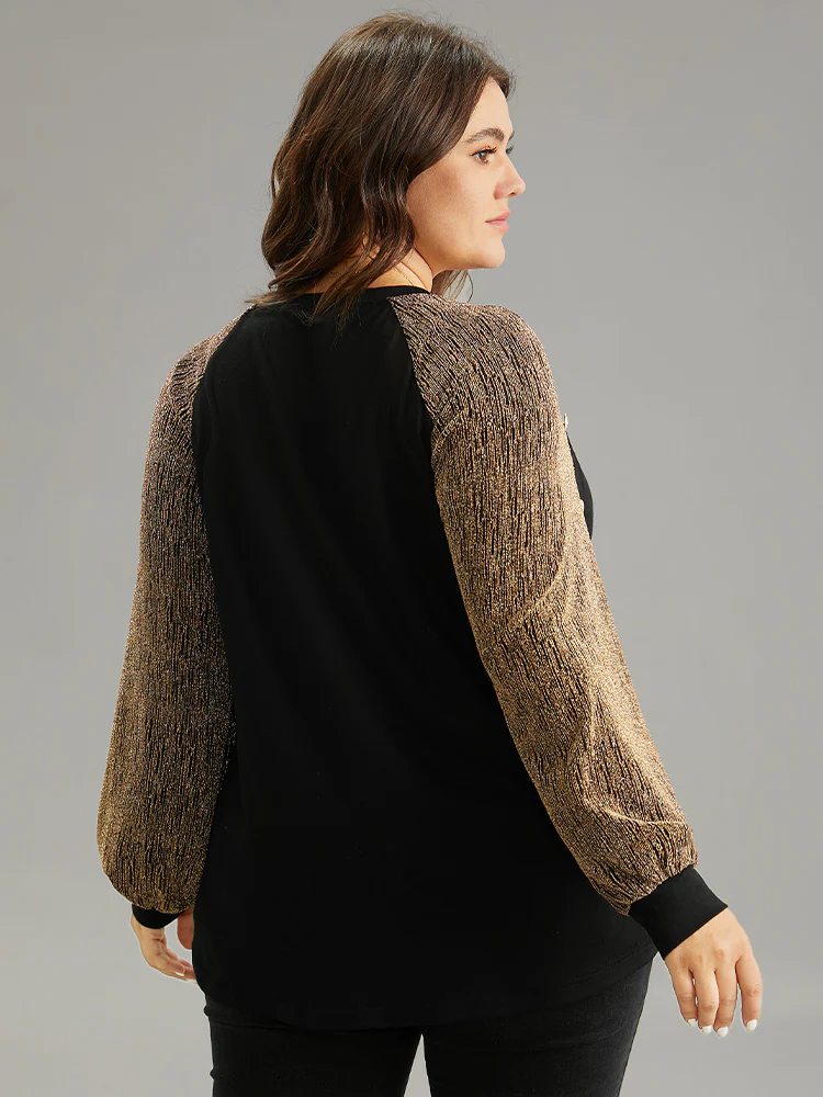 Luxe Button Detail Raglan Sleeve T-shirt - Image 2