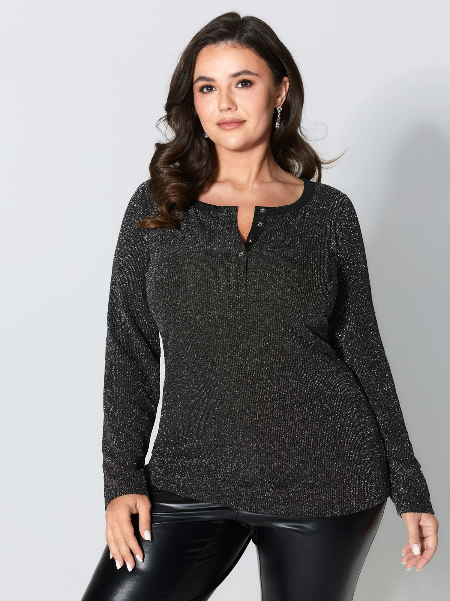 Luxe Feel Button Fitted T-Shirt - Image 3