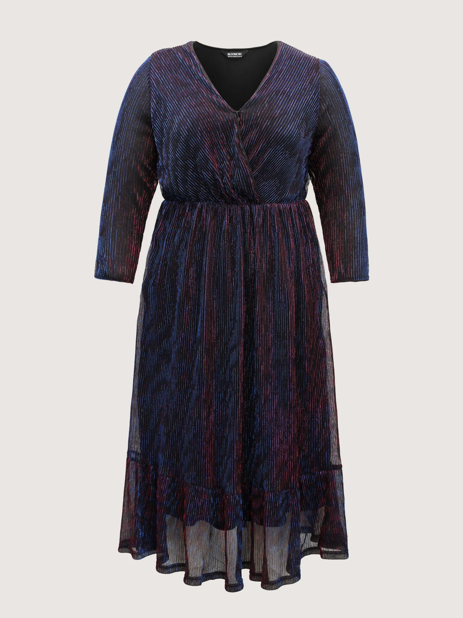 Luxe Mesh Pleated Elastic Waist Wrap Dress - Image 7