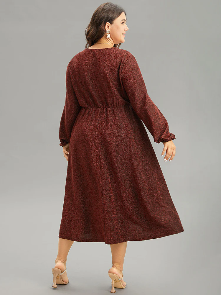 Luxe Overlap Collar Gathered Split Hem Dress - Image 3