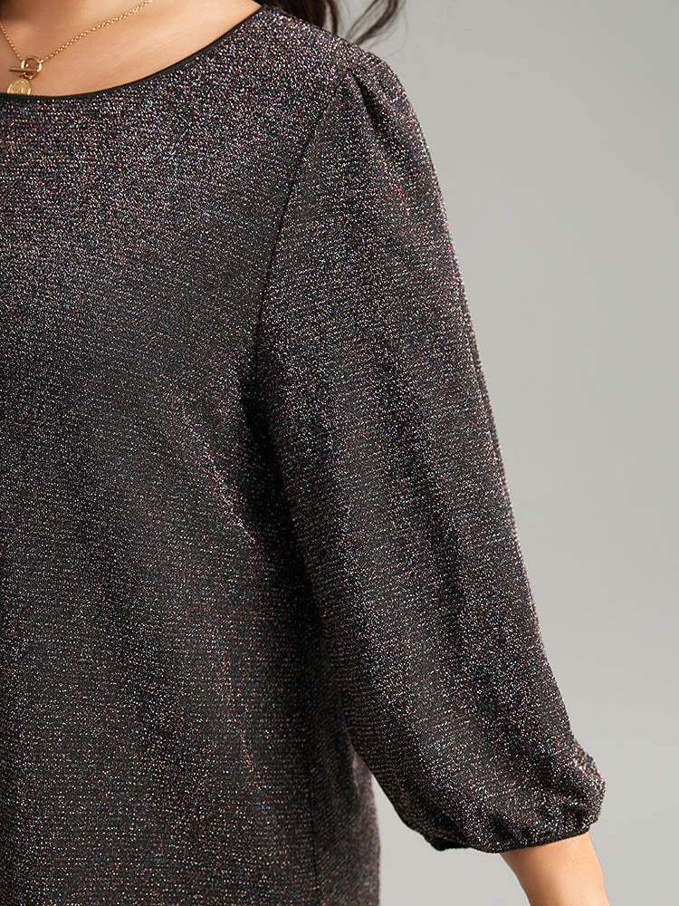 Lurex Round Neck Lantern Sleeve T-shirt - Image 8