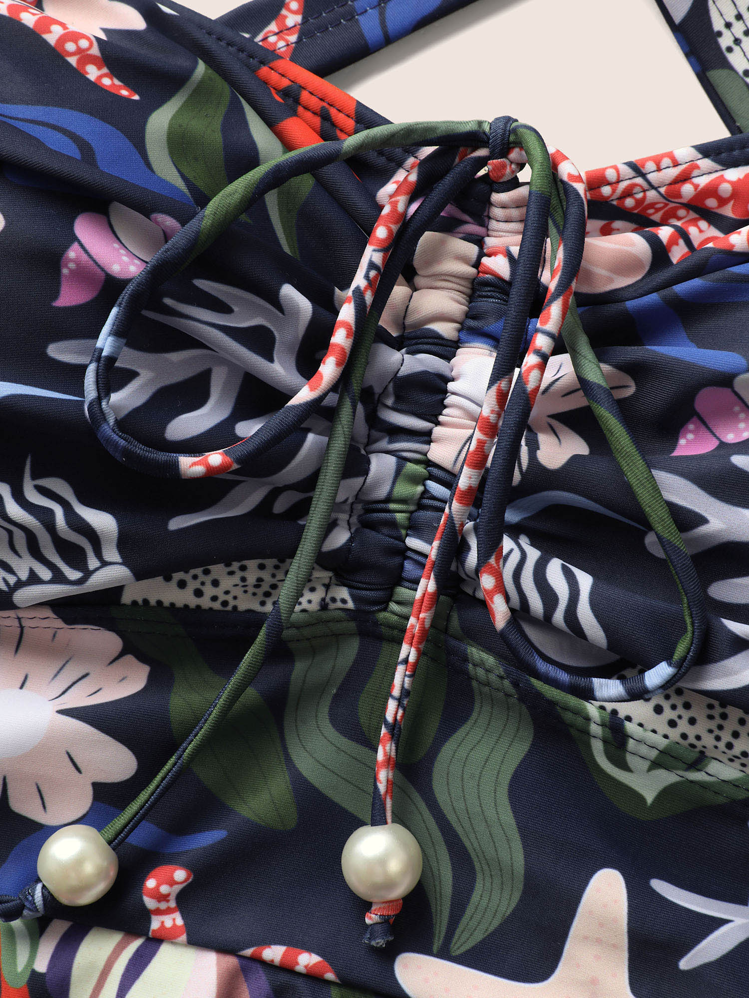 Marine Elements Drawstring Gathered One Piece Swimsuit - Image 5