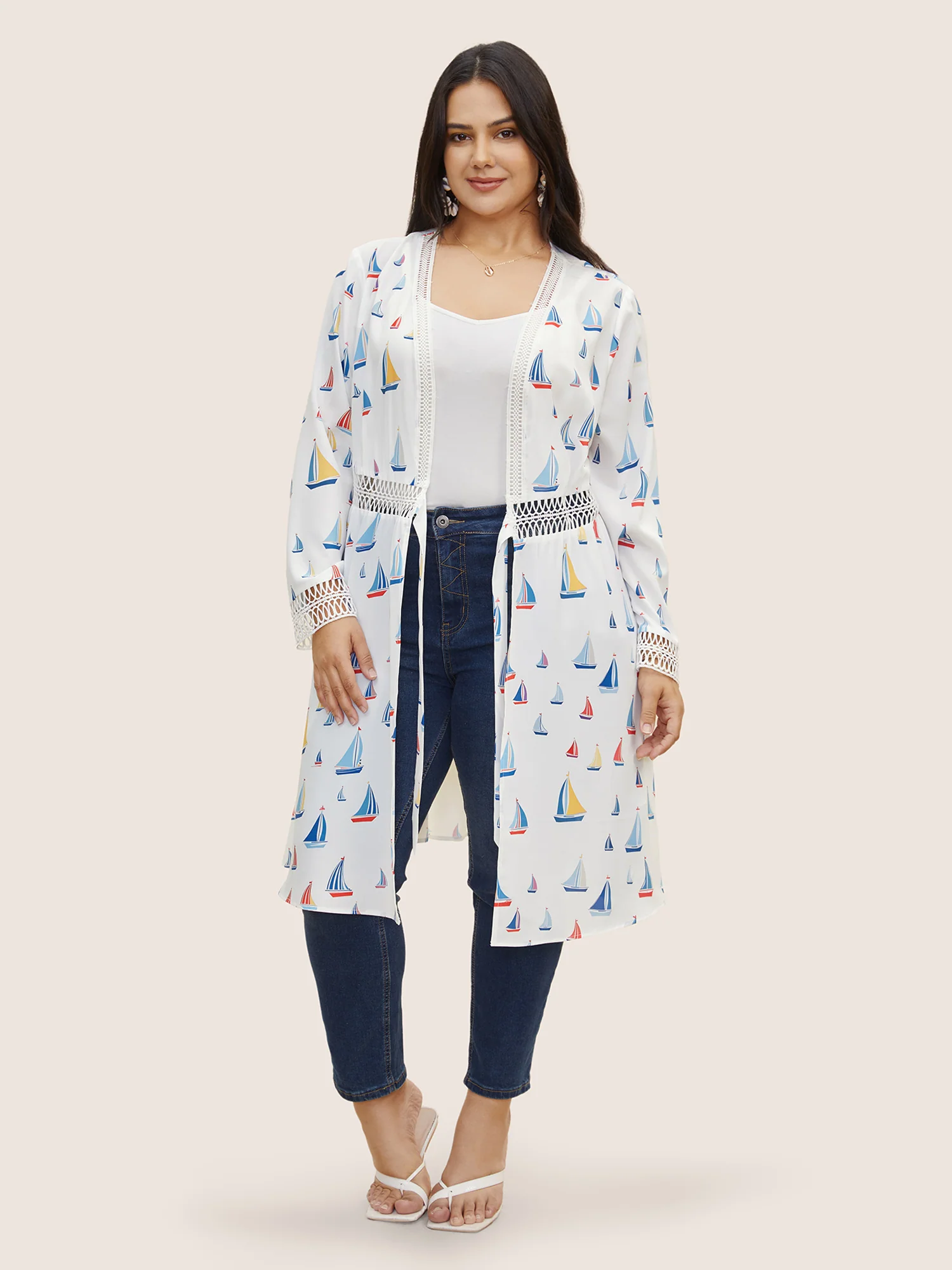Marine Elements Knotted Cut Out Kimono - Image 2