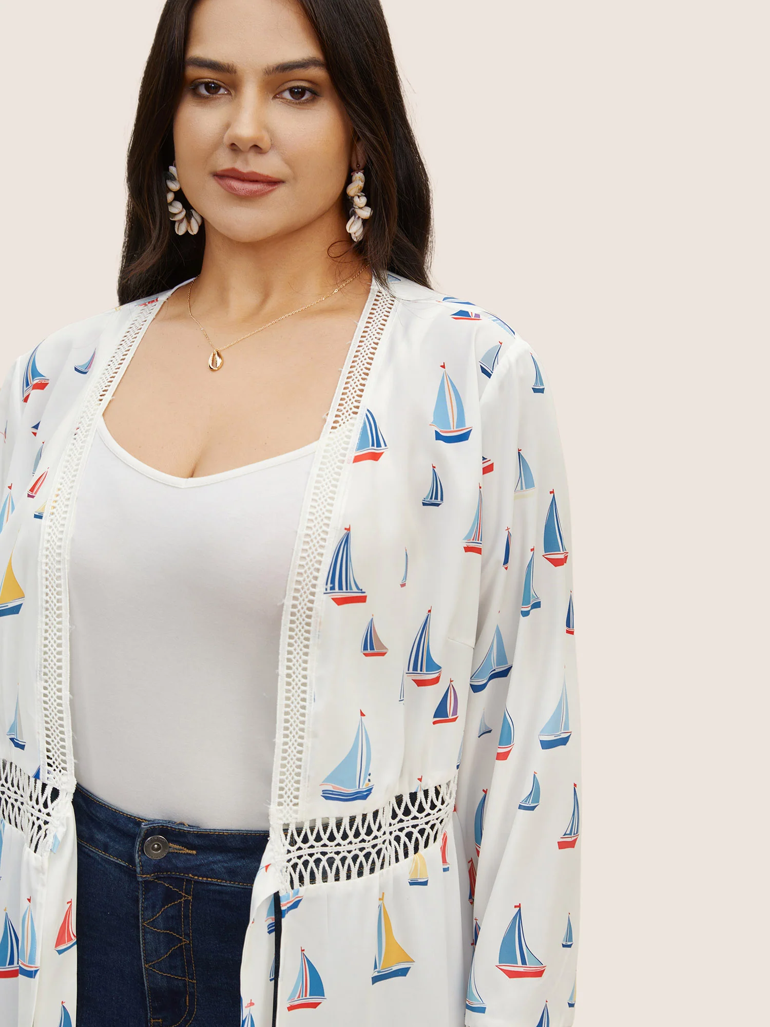 Marine Elements Knotted Cut Out Kimono - Image 4