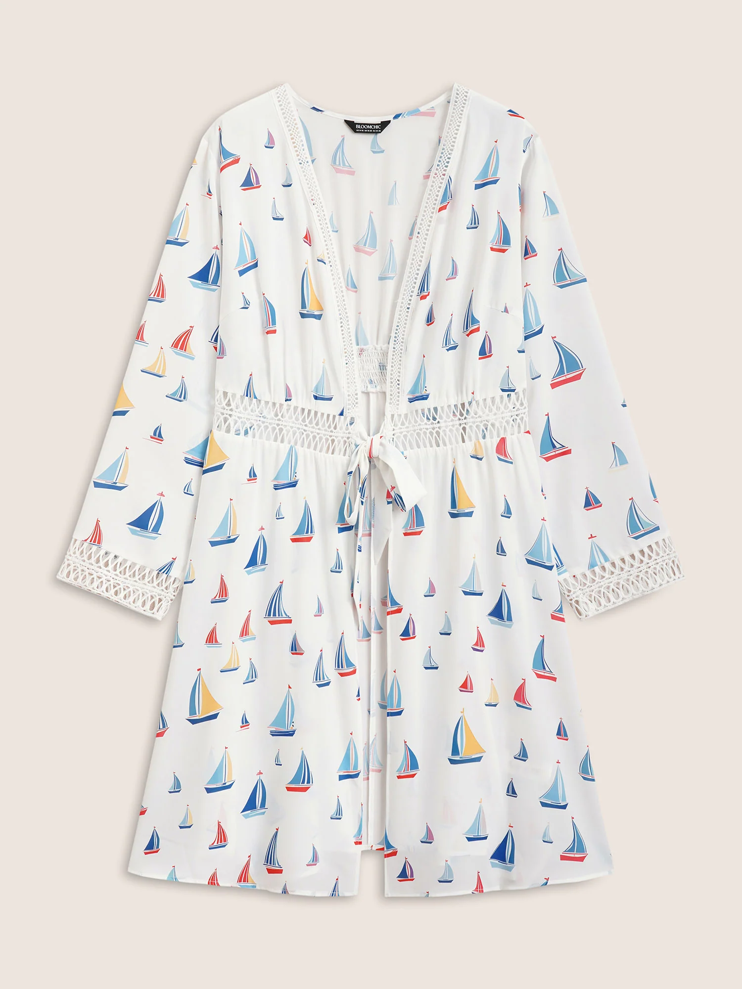 Marine Elements Knotted Cut Out Kimono - Image 7