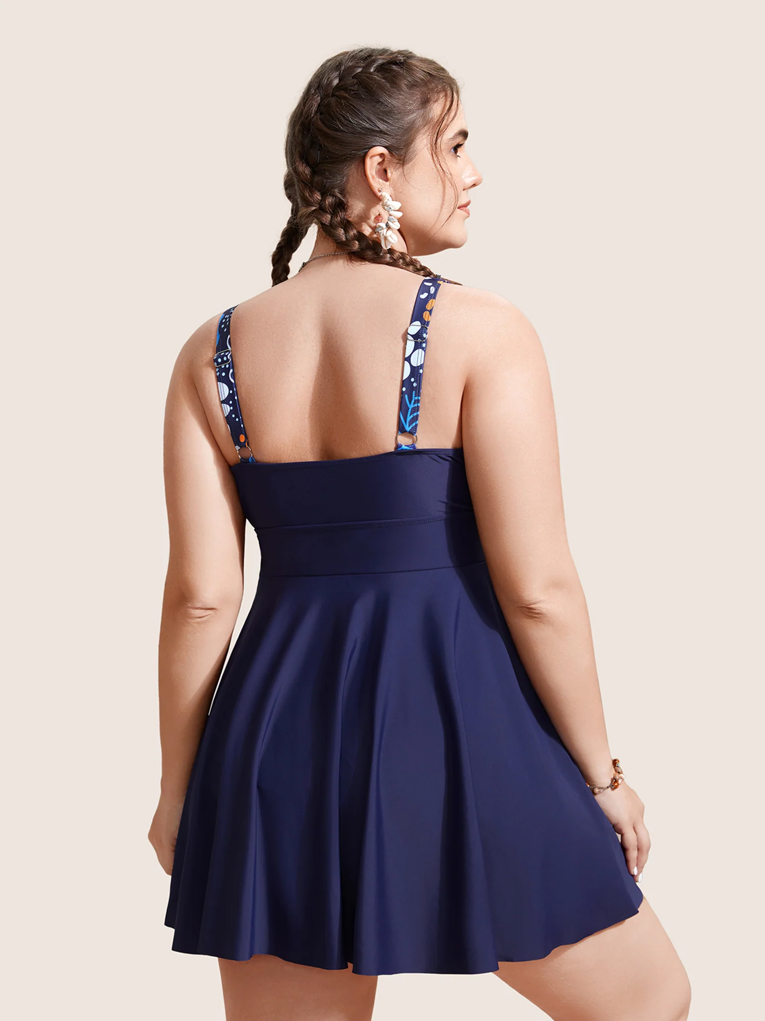 Marine Elements Patchwork Tie Knot Swim Dress - Image 2