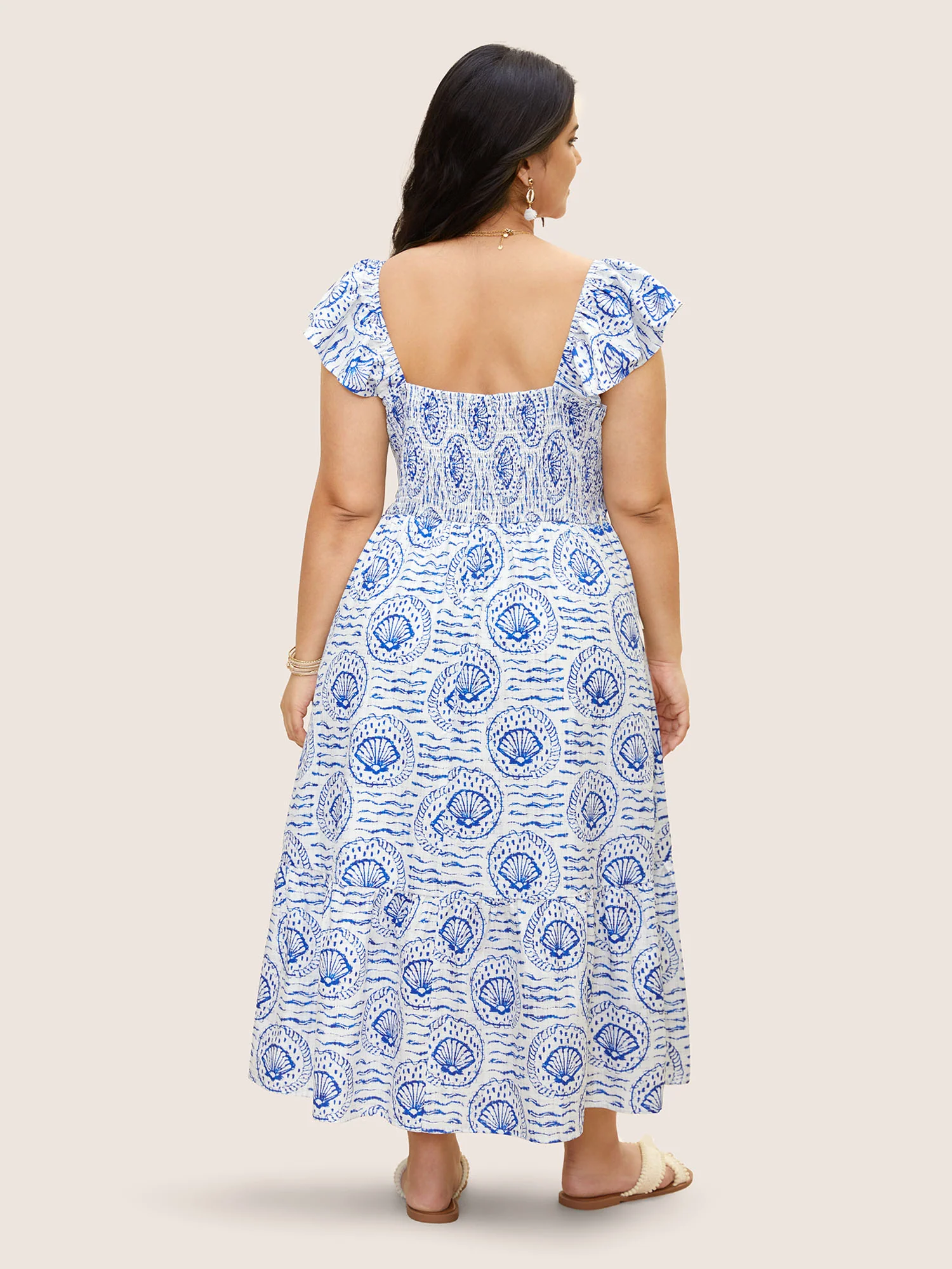 Marine Elements Ruffles Tie Knot Maxi Dress - Image 3