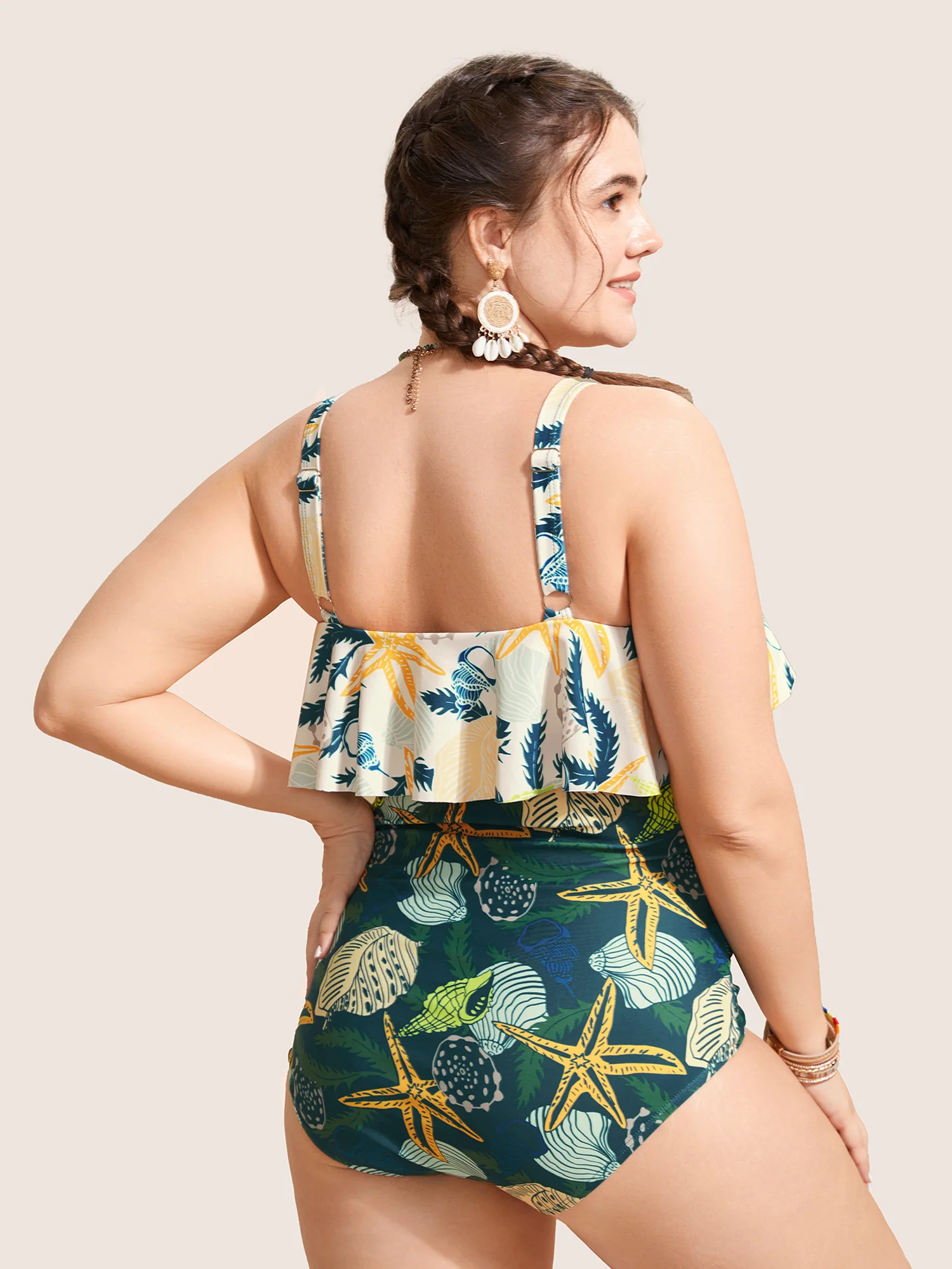 Marine Elements Tiered Ruffles One Piece Swimsuit - Image 2