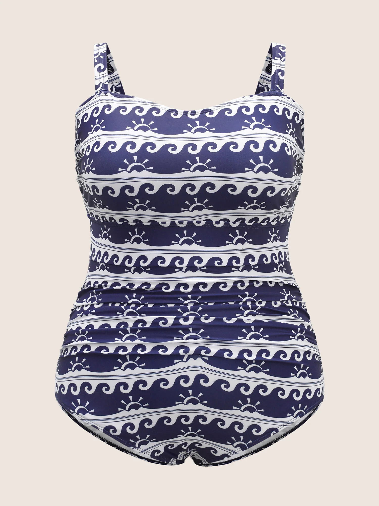 Marine Elements U Neck Gathered One Piece Swimsuit - Image 7