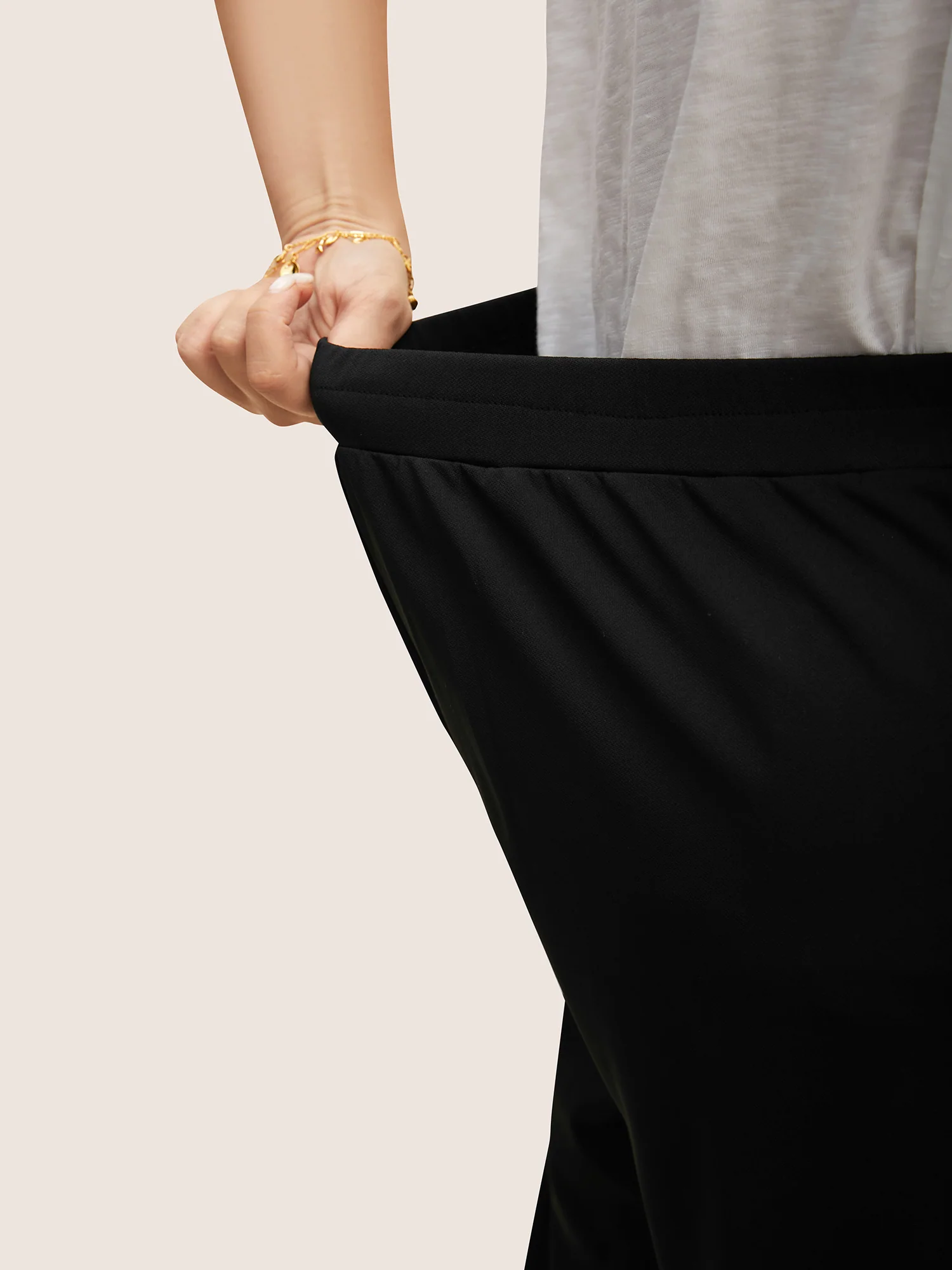 Medium stretch Laser Cut Elastic Waist Pants - Image 3