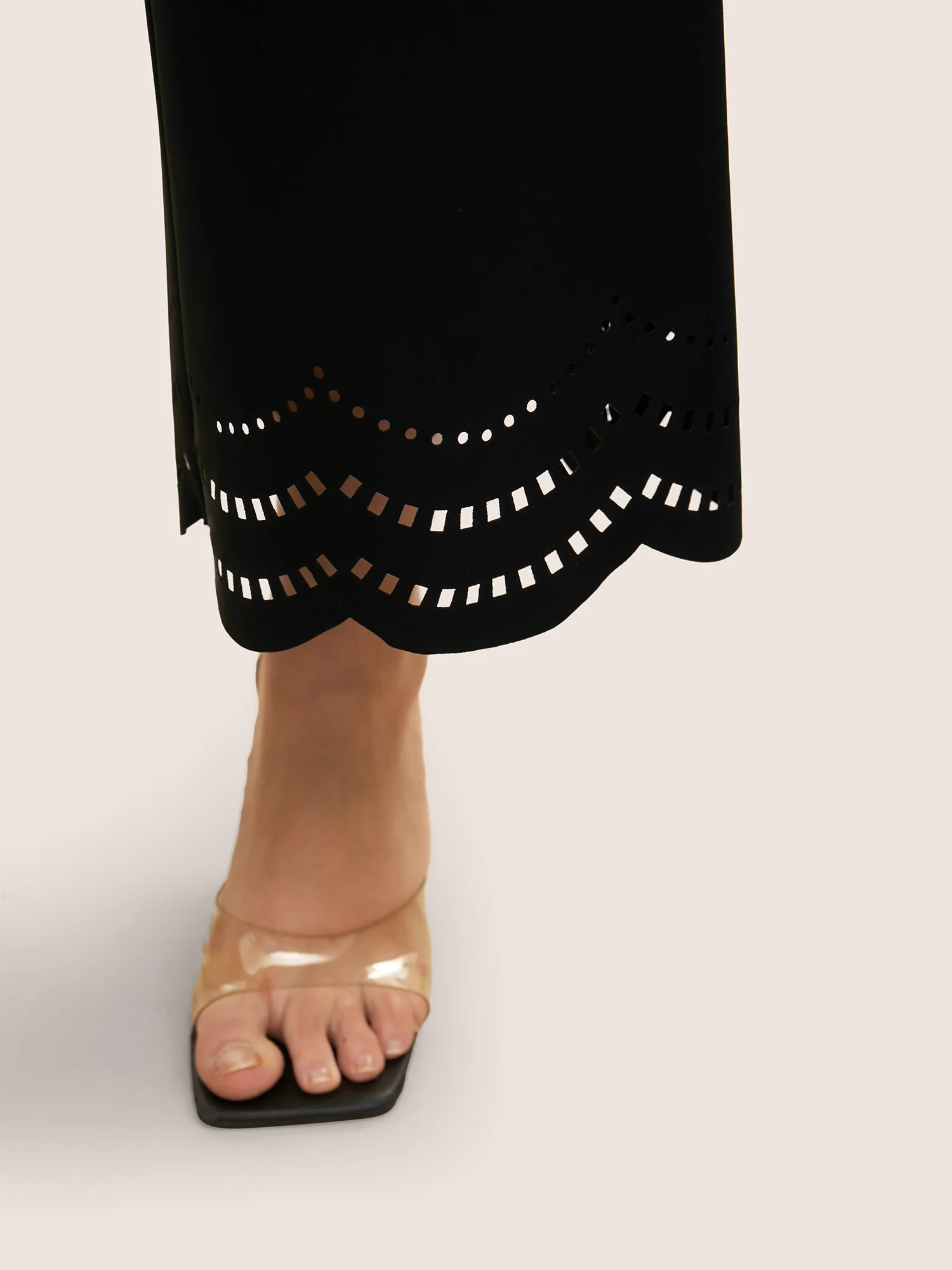 Medium stretch Laser Cut Elastic Waist Pants - Image 4