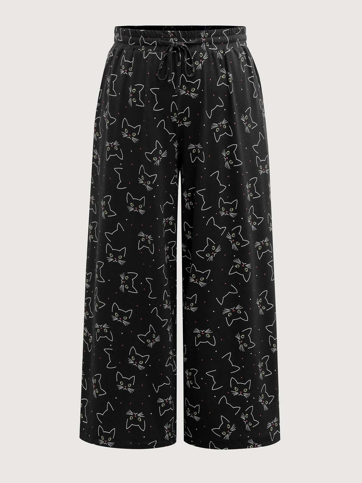 Meow Halloween Print Wide-Leg Lounge Pants - Image 8