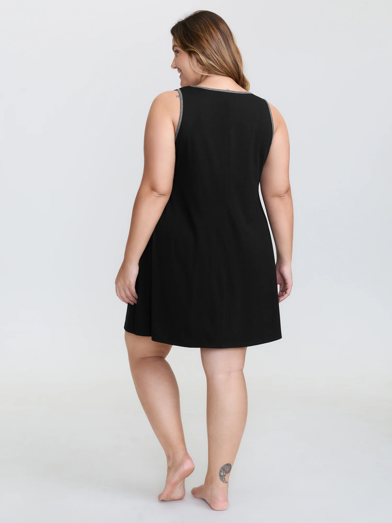 Meow Print Color Contrast Lounge Dress - Image 4