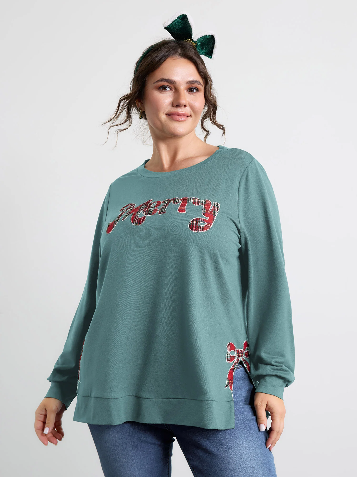Merry Applique Embroidery Sweatshirt - Image 24