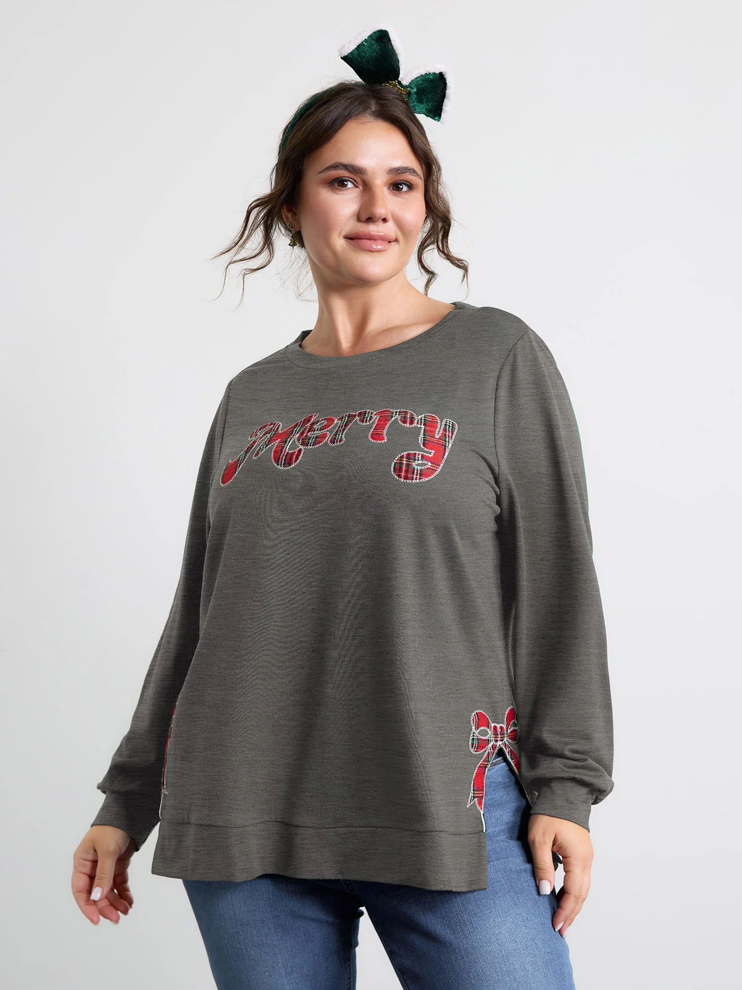 Merry Applique Embroidery Sweatshirt - Image 34