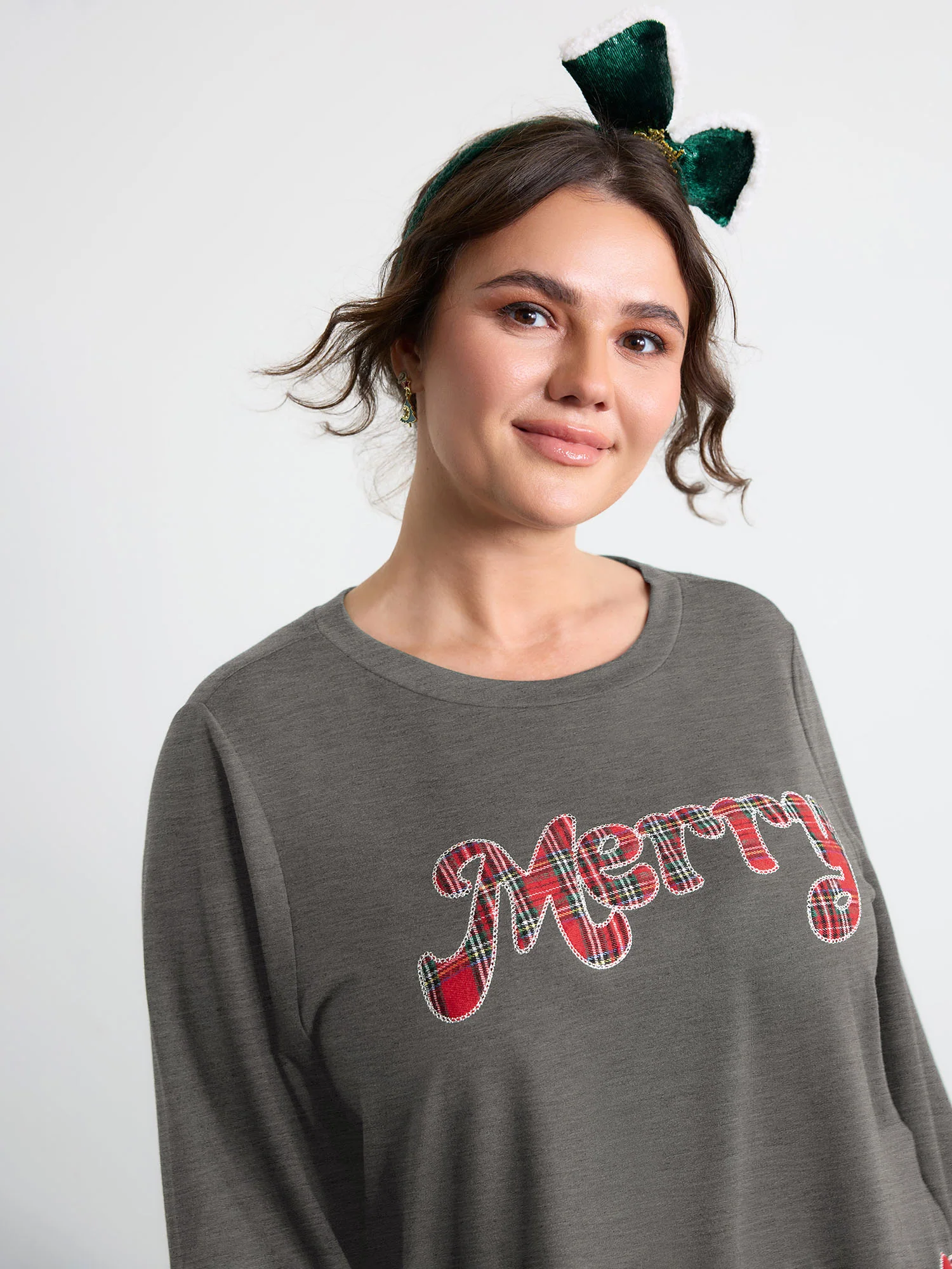 Merry Applique Embroidery Sweatshirt - Image 36