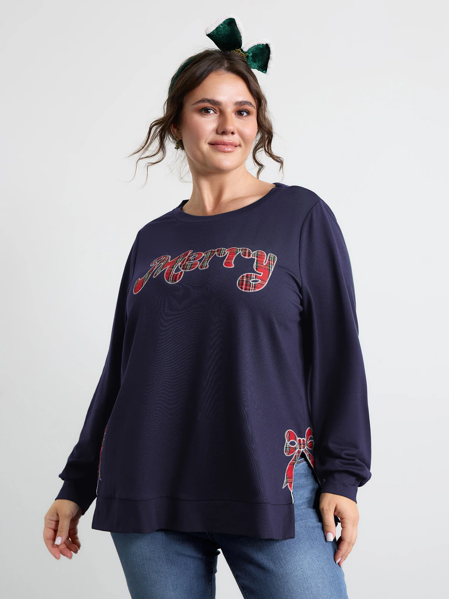 Merry Applique Embroidery Sweatshirt - Image 44