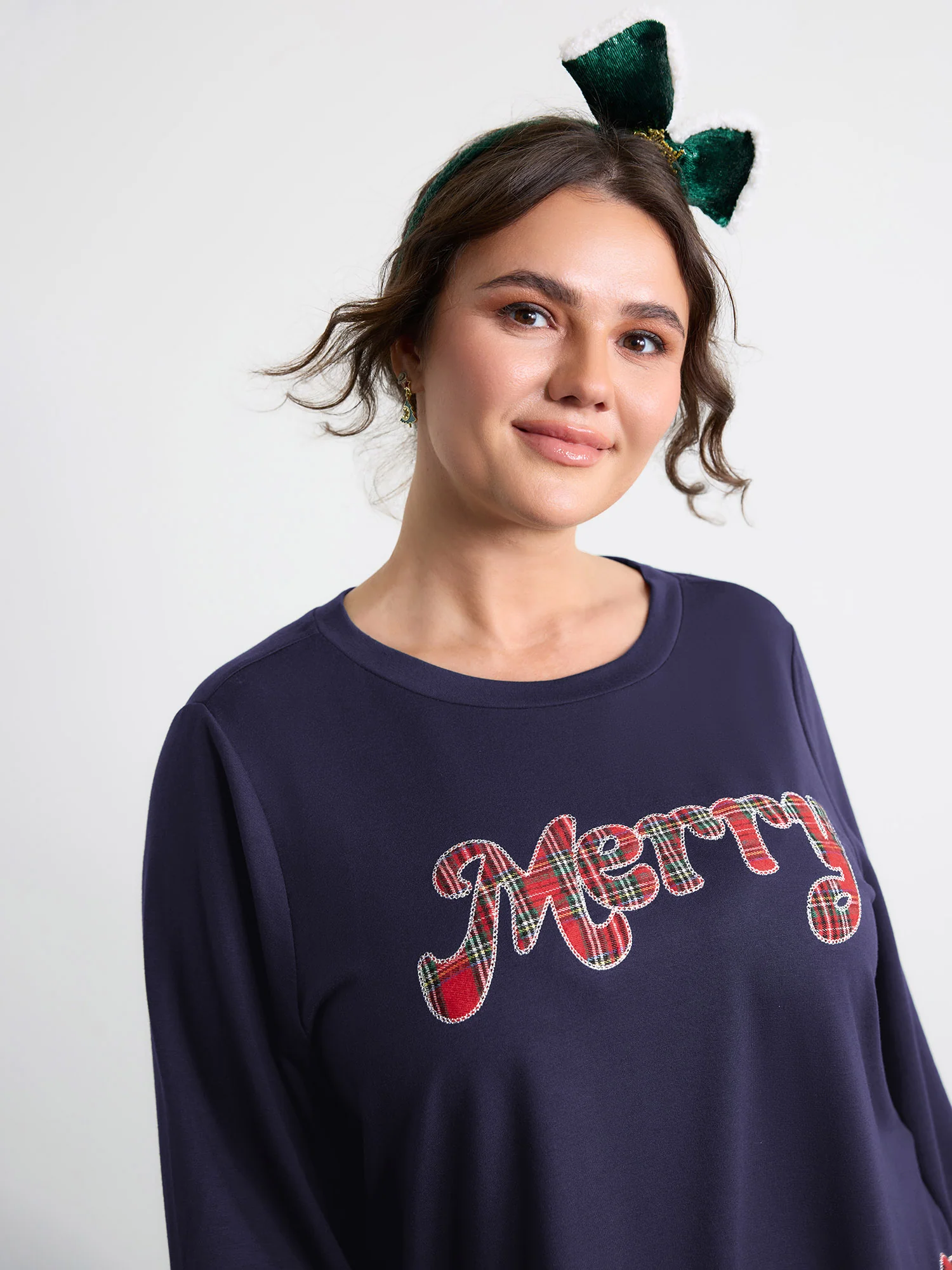 Merry Applique Embroidery Sweatshirt - Image 46