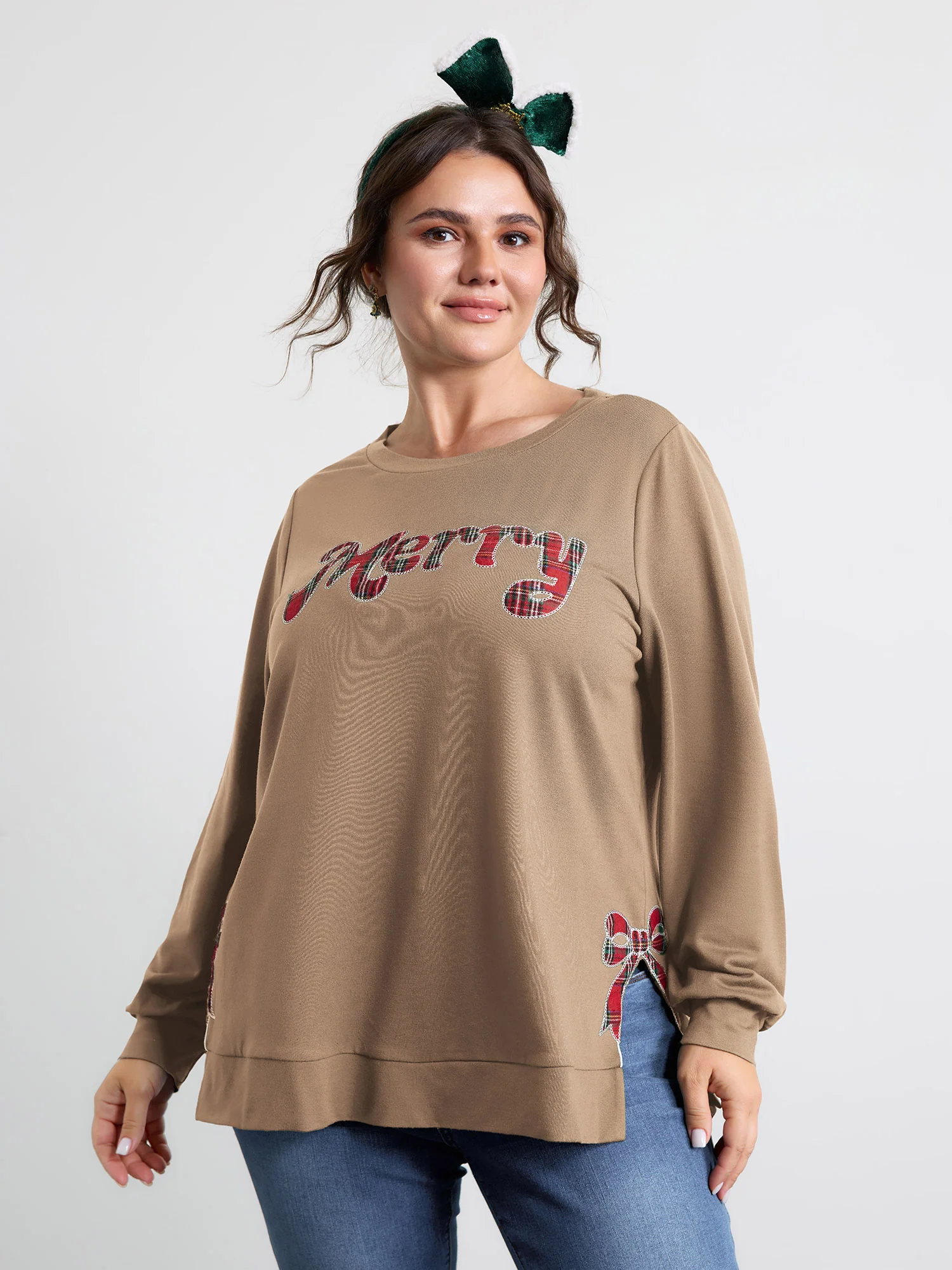 Merry Applique Embroidery Sweatshirt - Image 49
