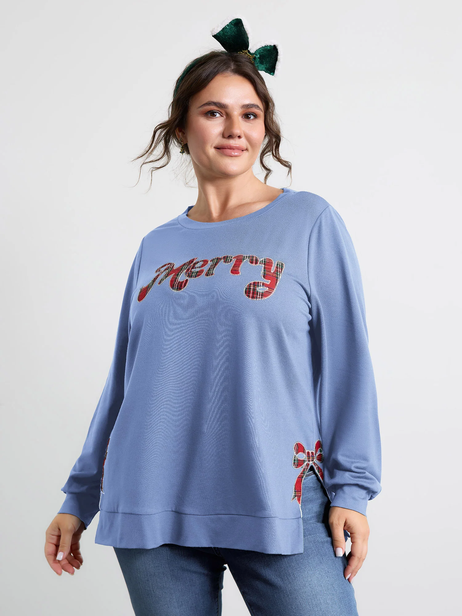 Merry Applique Embroidery Sweatshirt - Image 54