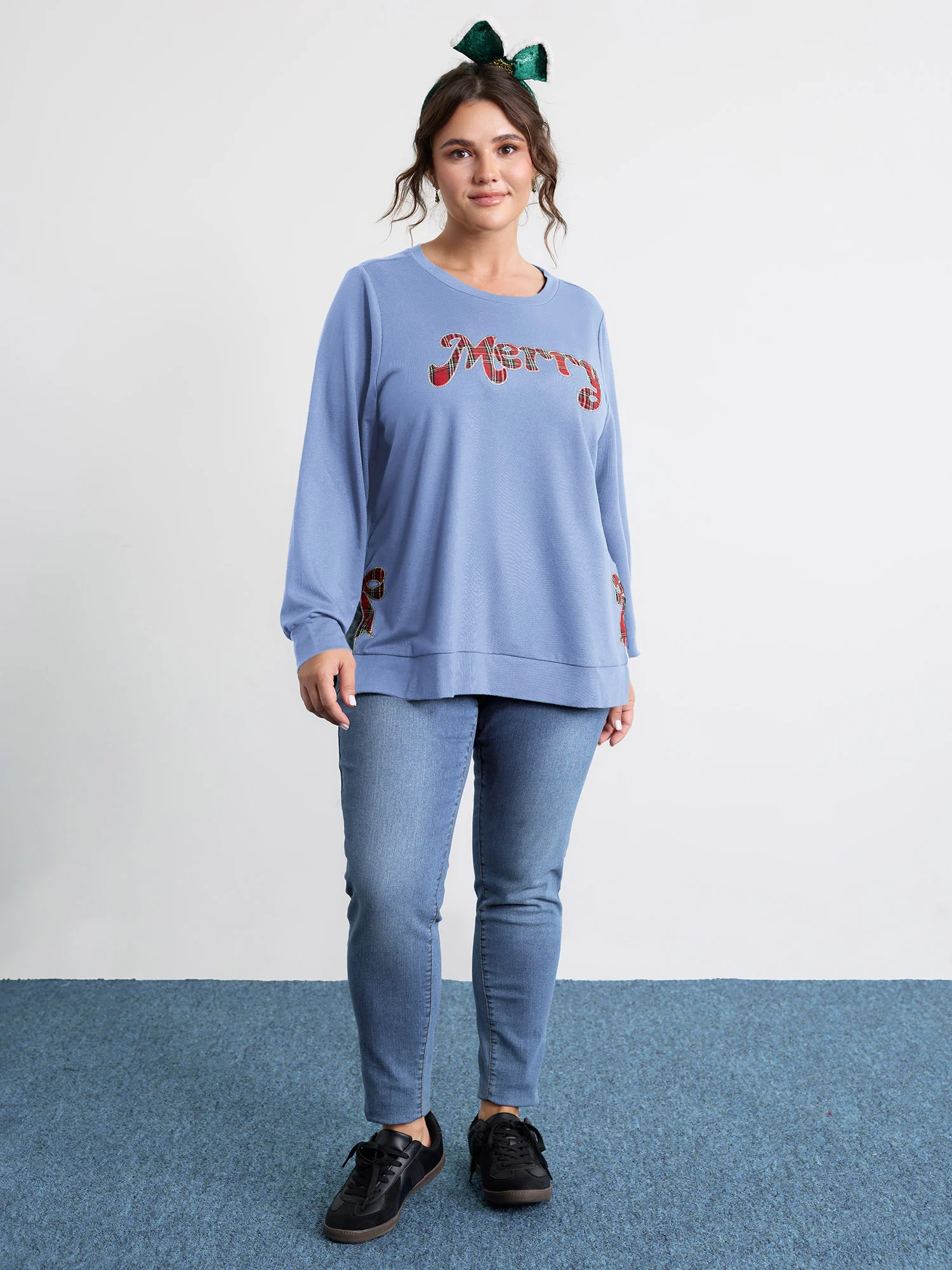 Merry Applique Embroidery Sweatshirt - Image 55