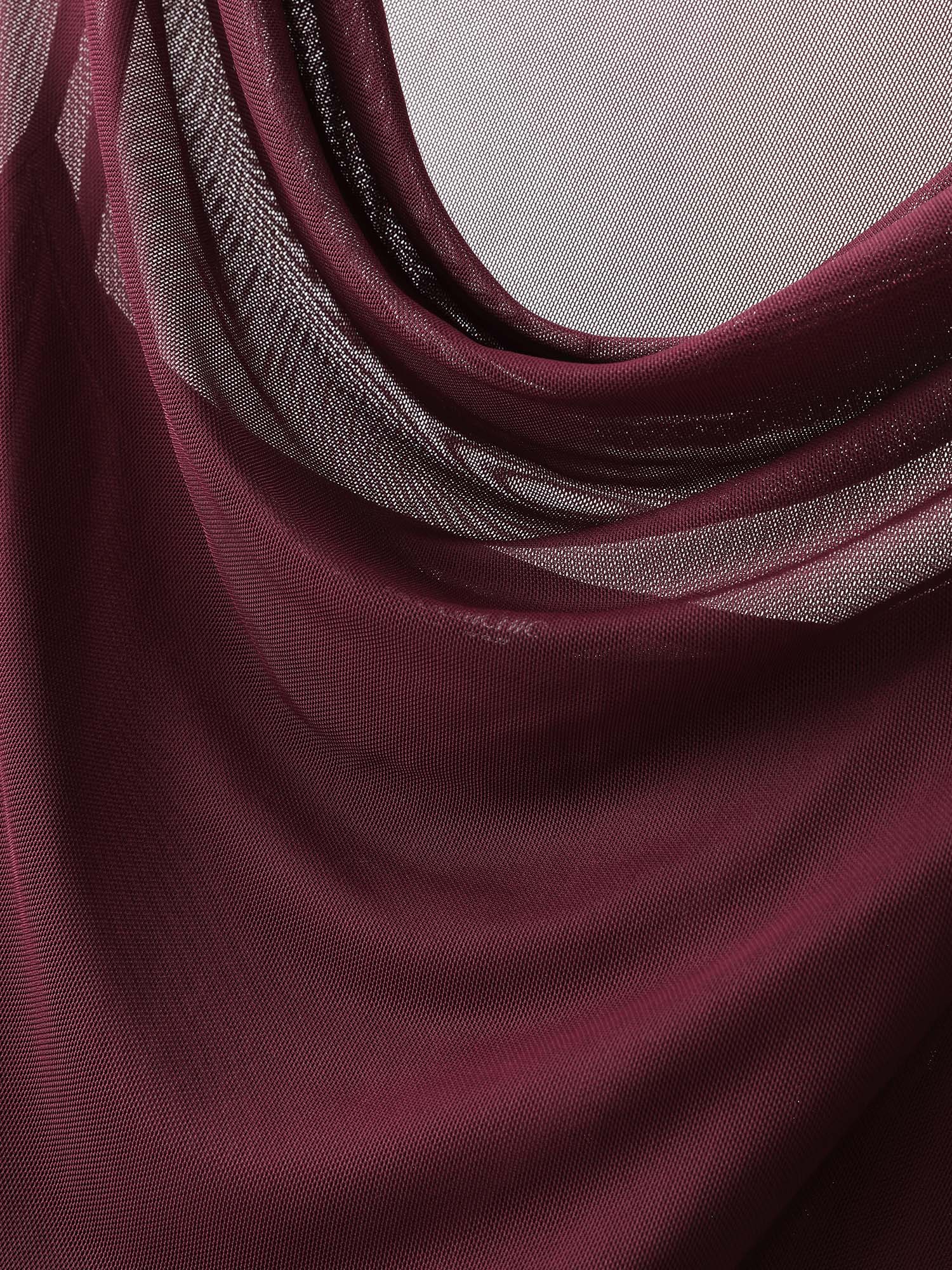 Mesh Cowl Neckline Flowy Midi Dress - Image 6