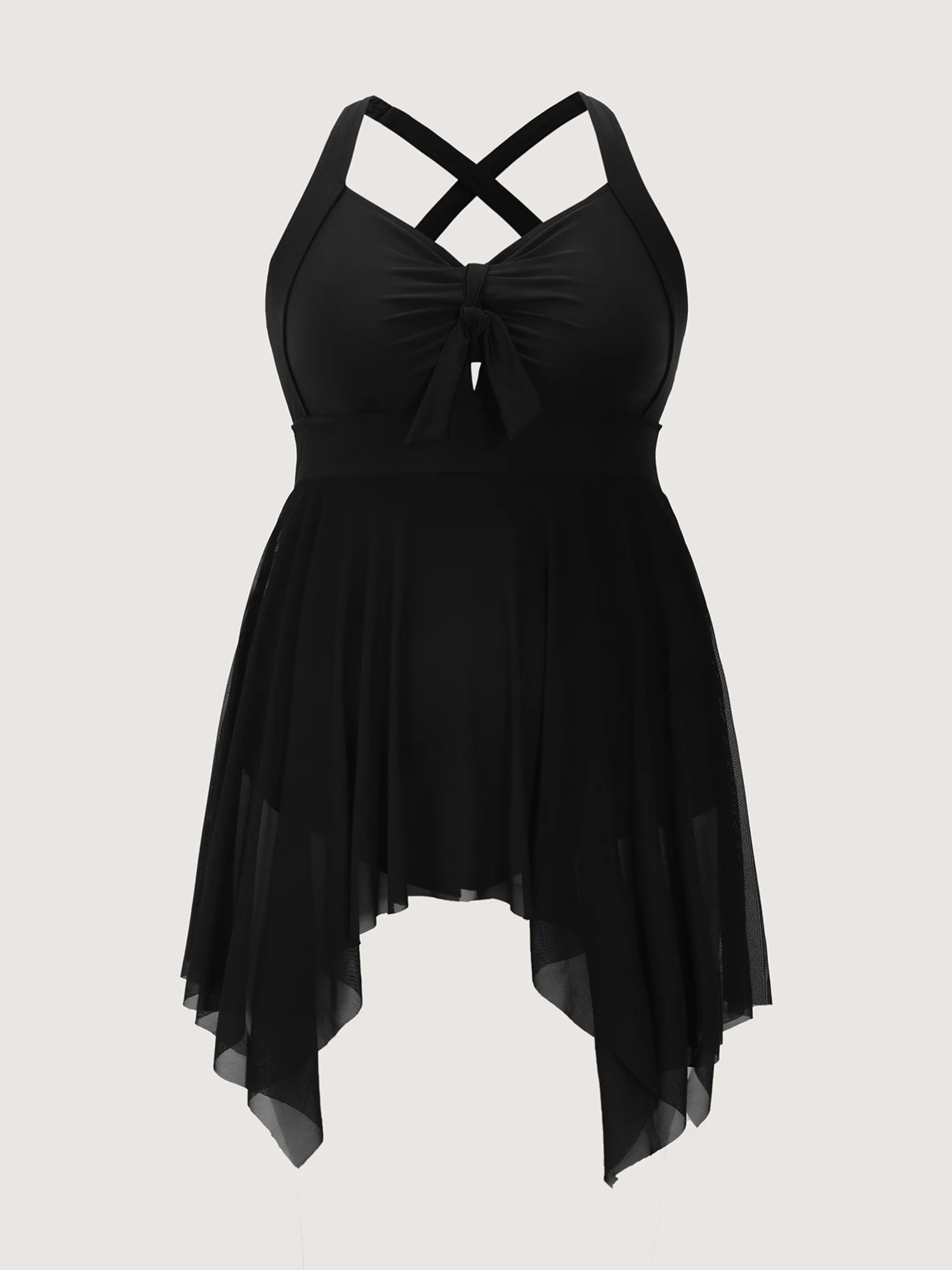Mesh Knotted Front Adjustable Swim Dress - Image 5