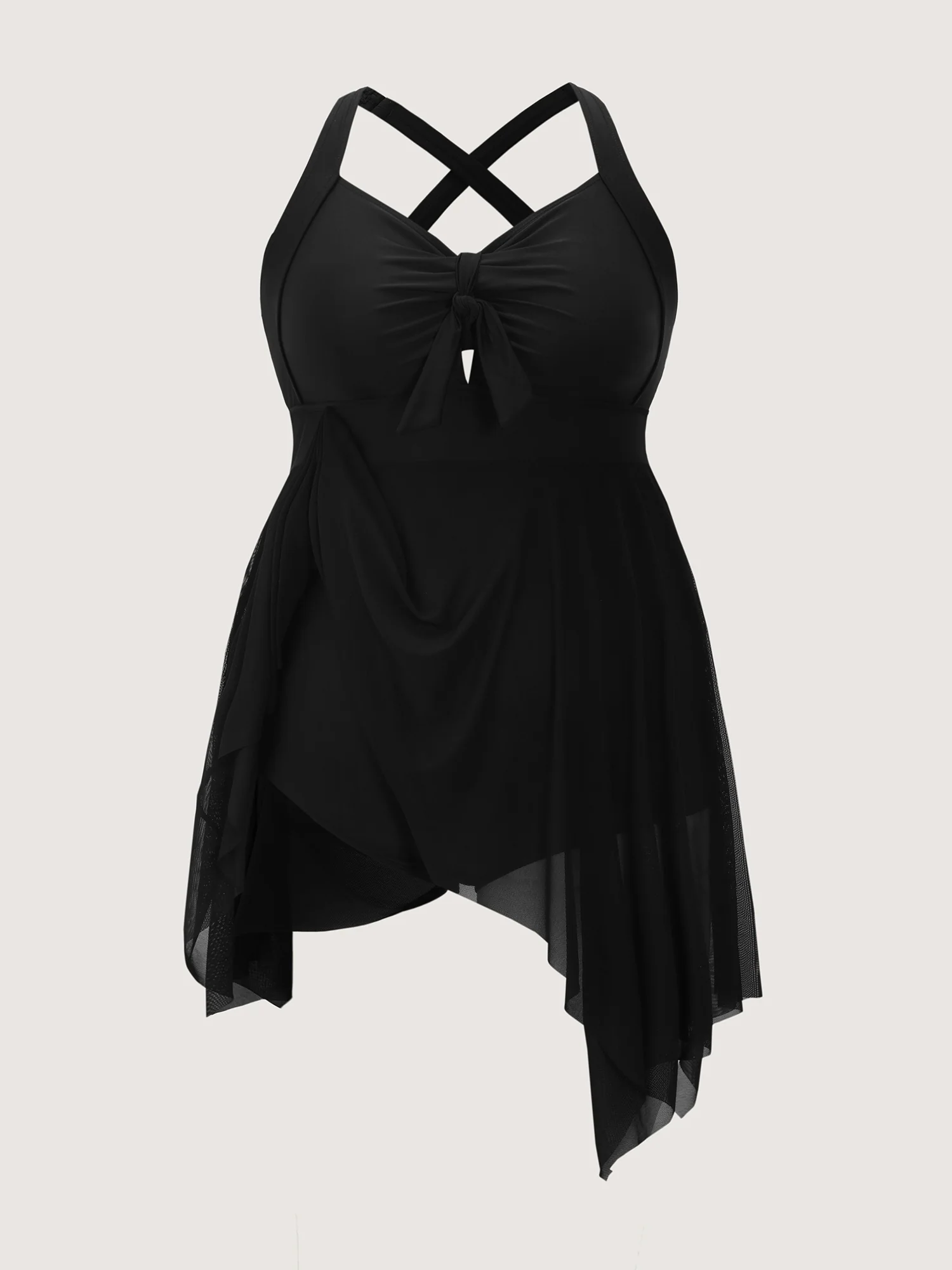 Mesh Knotted Front Adjustable Swim Dress - Image 6