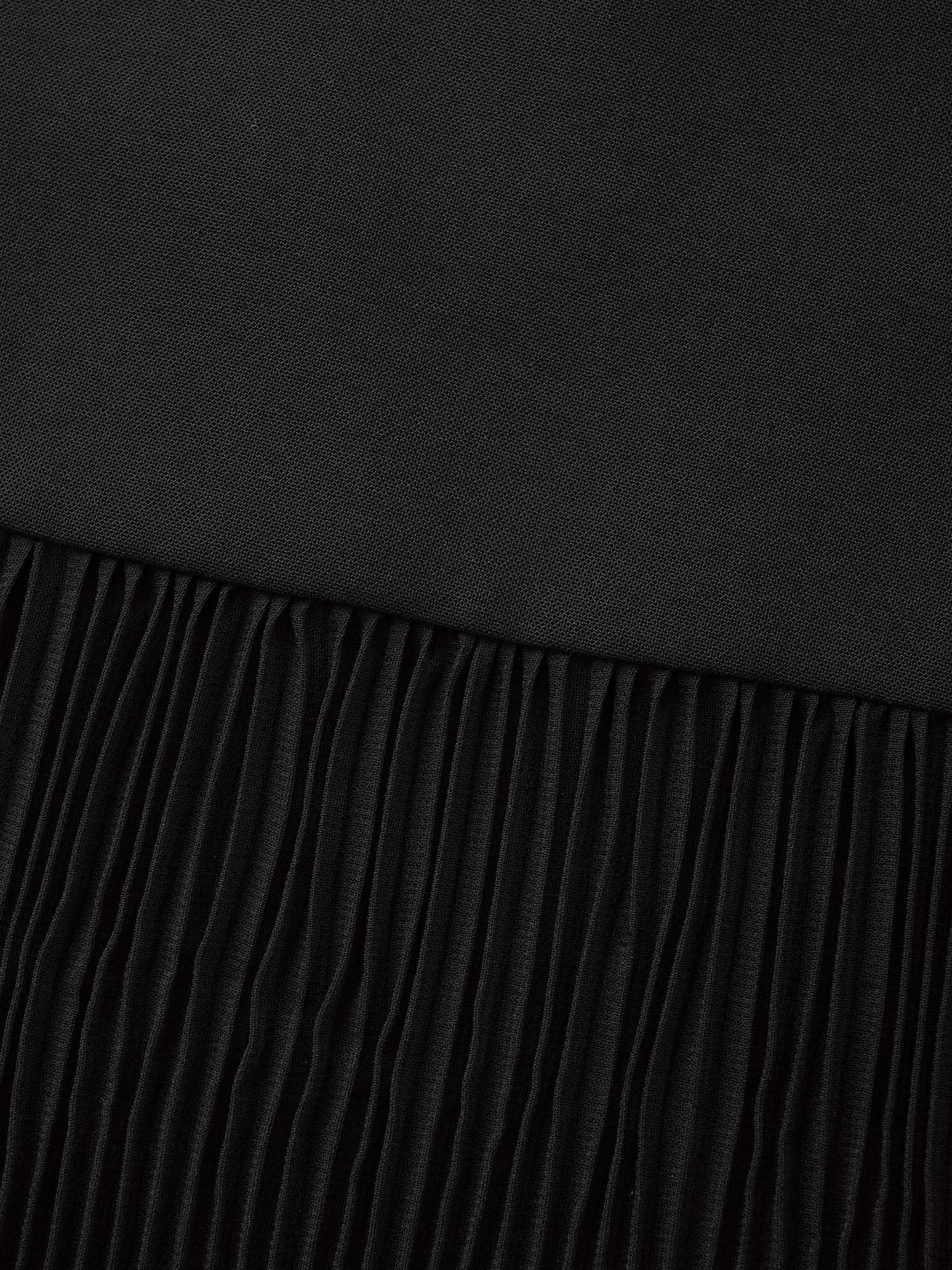 Mesh Patchwork Lantern Sleeve Pleated Dress - Image 7