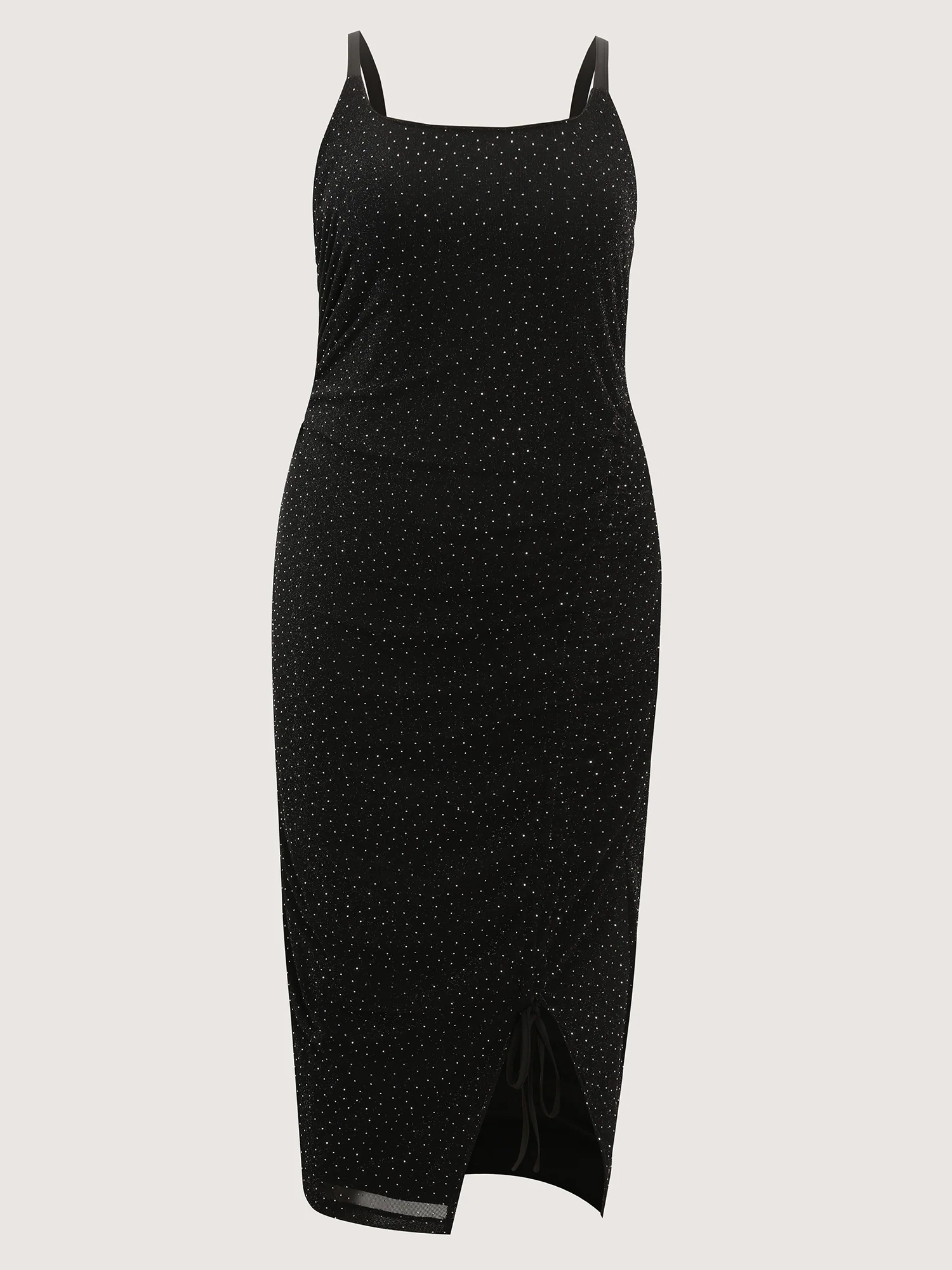 Mesh Rhinestone Padded Underwear Detail Midi Dress - Image 7