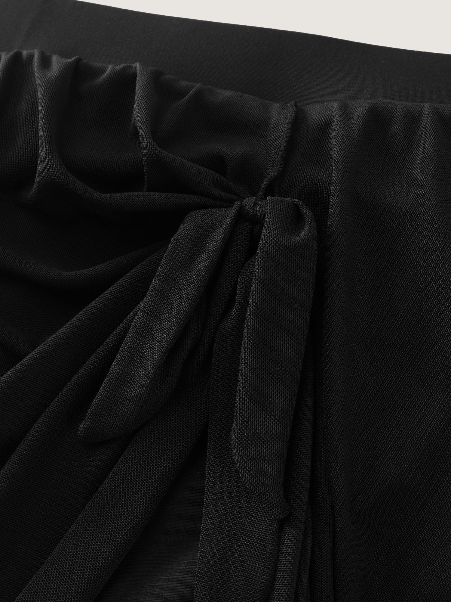 Mesh Side Drape Knotted Hem Swim Skirt - Image 6