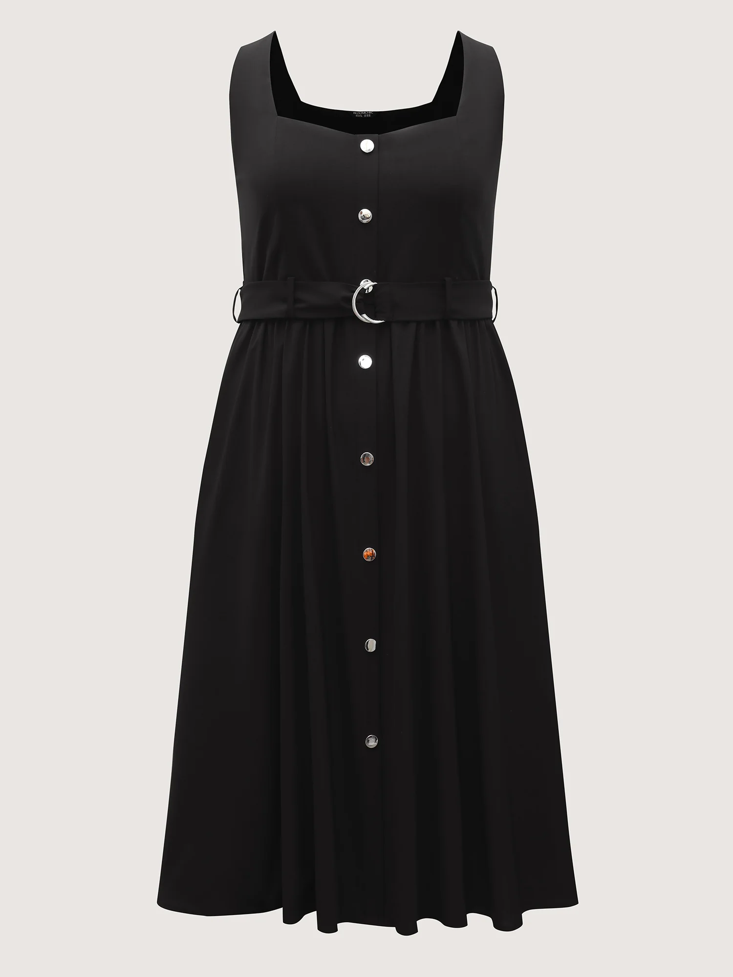 Metal Buckle Button Front Midi Dress - Image 7