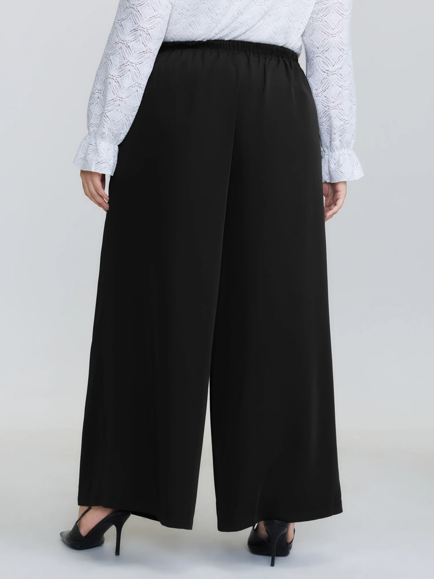 Metal Buckle Detail Wide-Leg Pants - Image 5