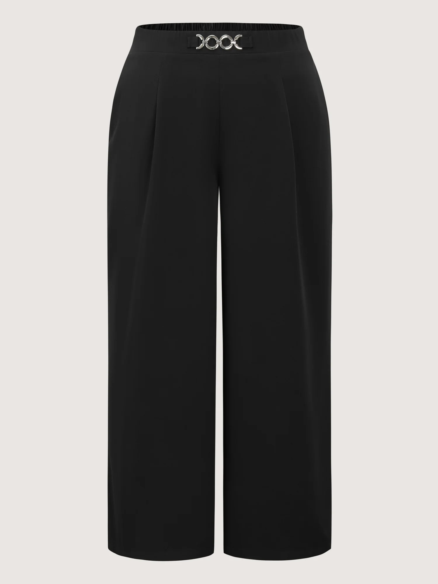 Metal Buckle Detail Wide-Leg Pants - Image 8