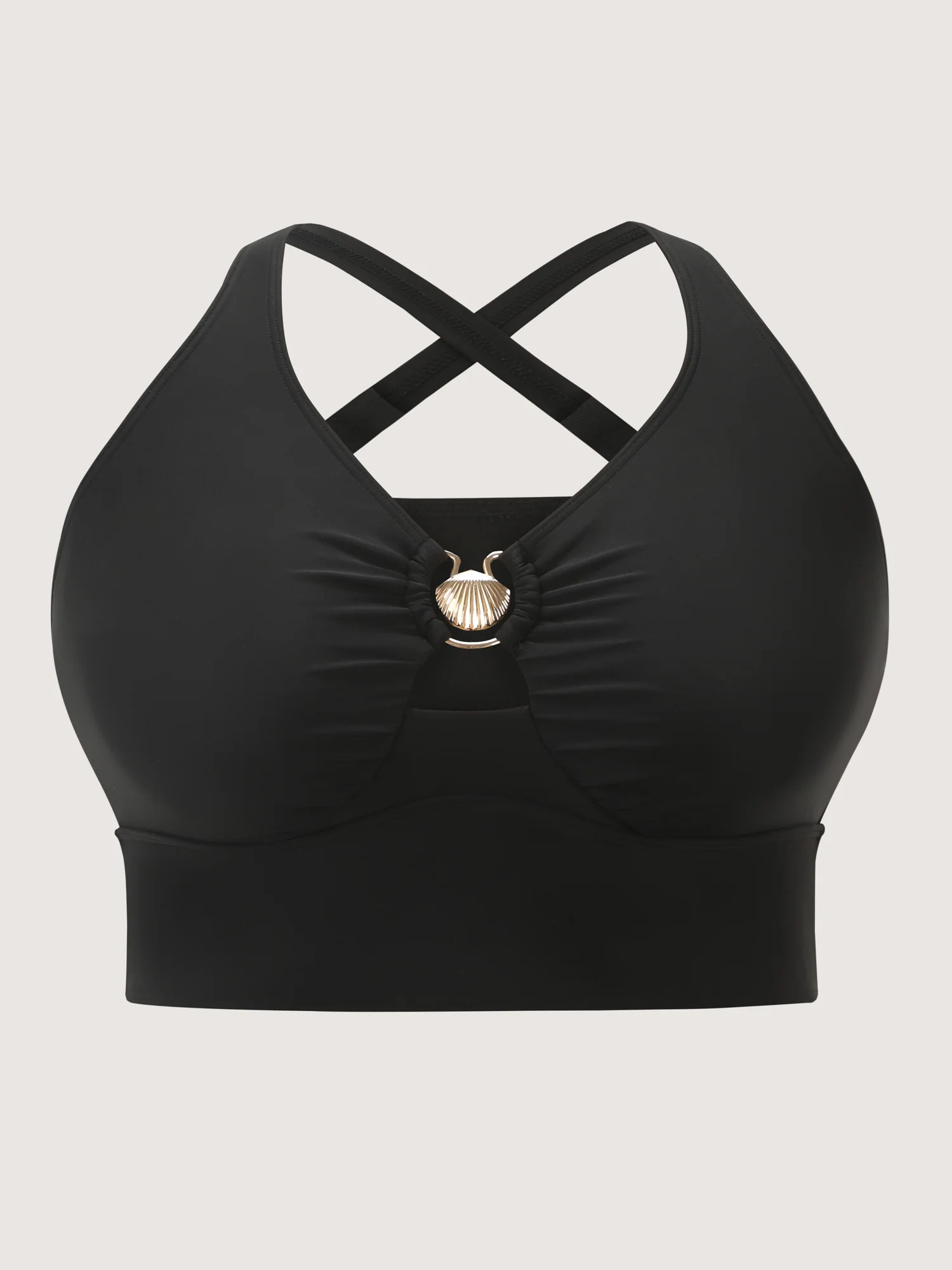 Metal Buckle Ruched Cut-Out Bikini Top - Image 7
