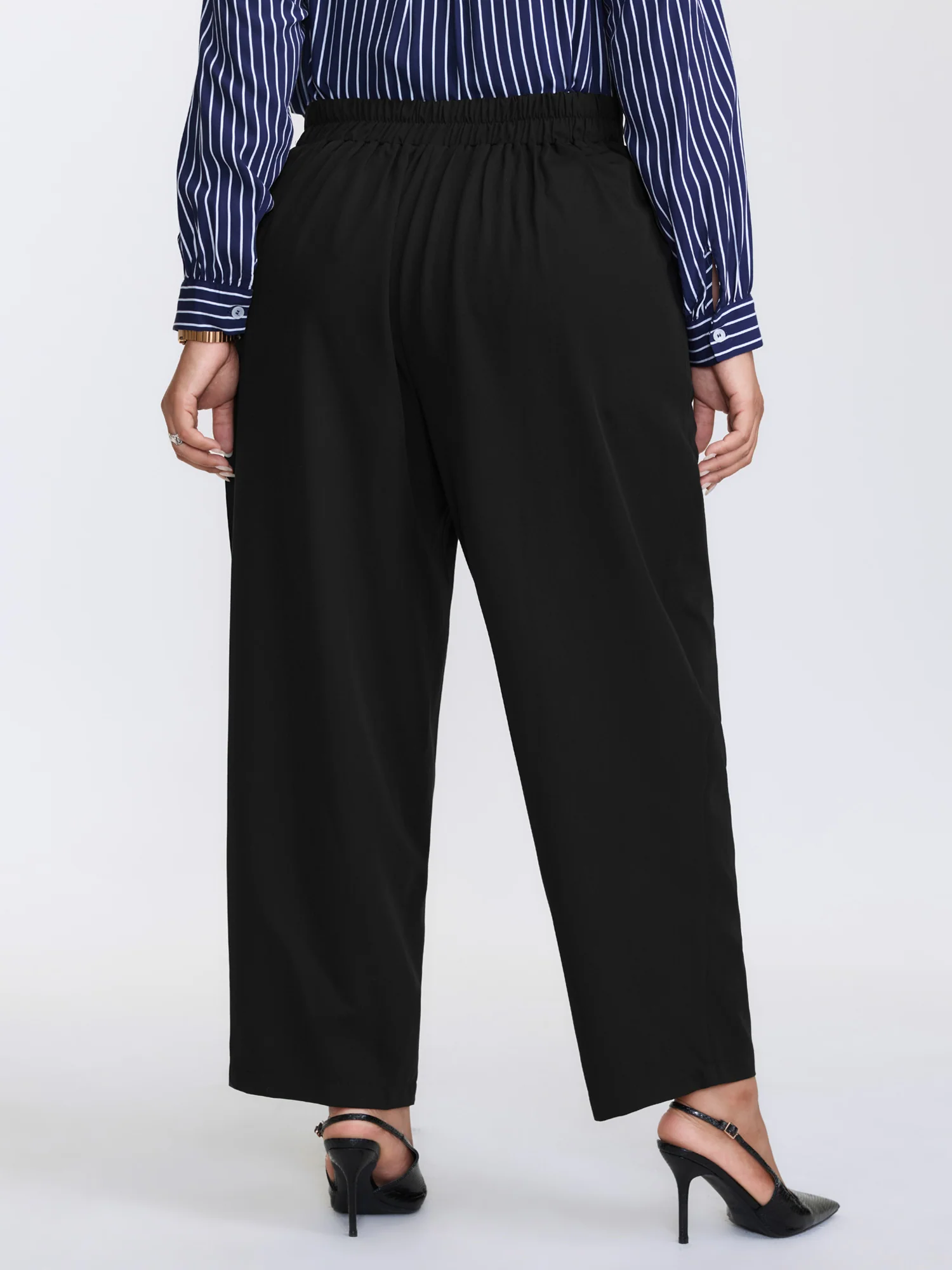 Metal Buckle Split Waistband Pants - Image 5