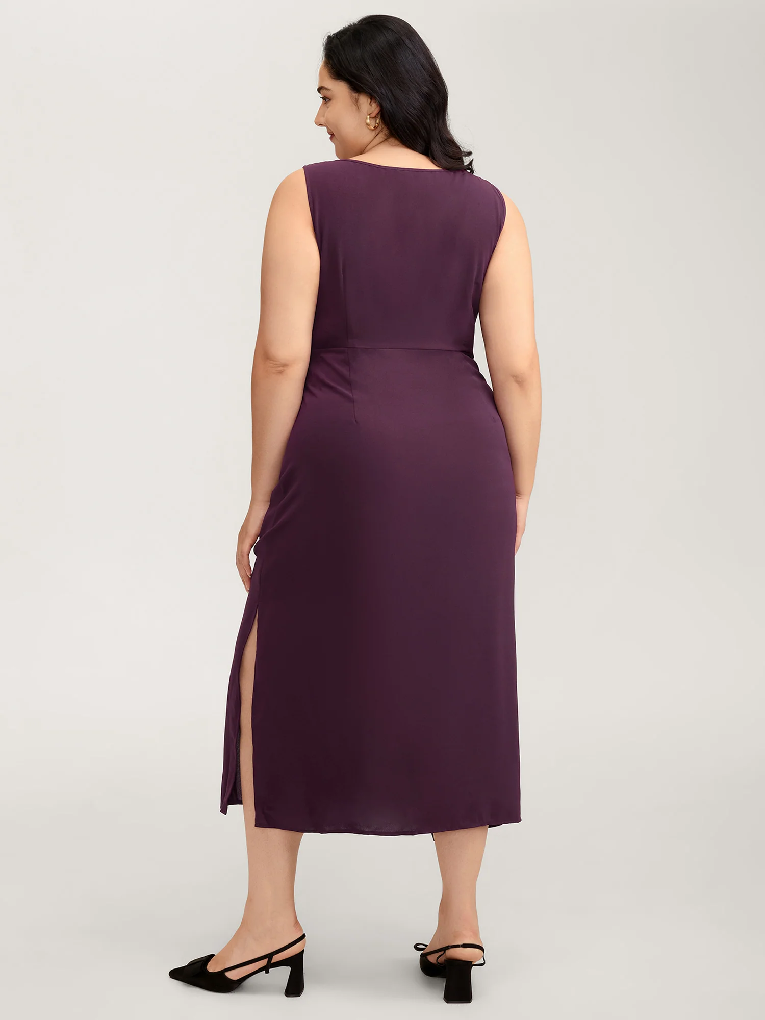 Metal Buckle Twist Side Sheath Maxi Dress - Image 4