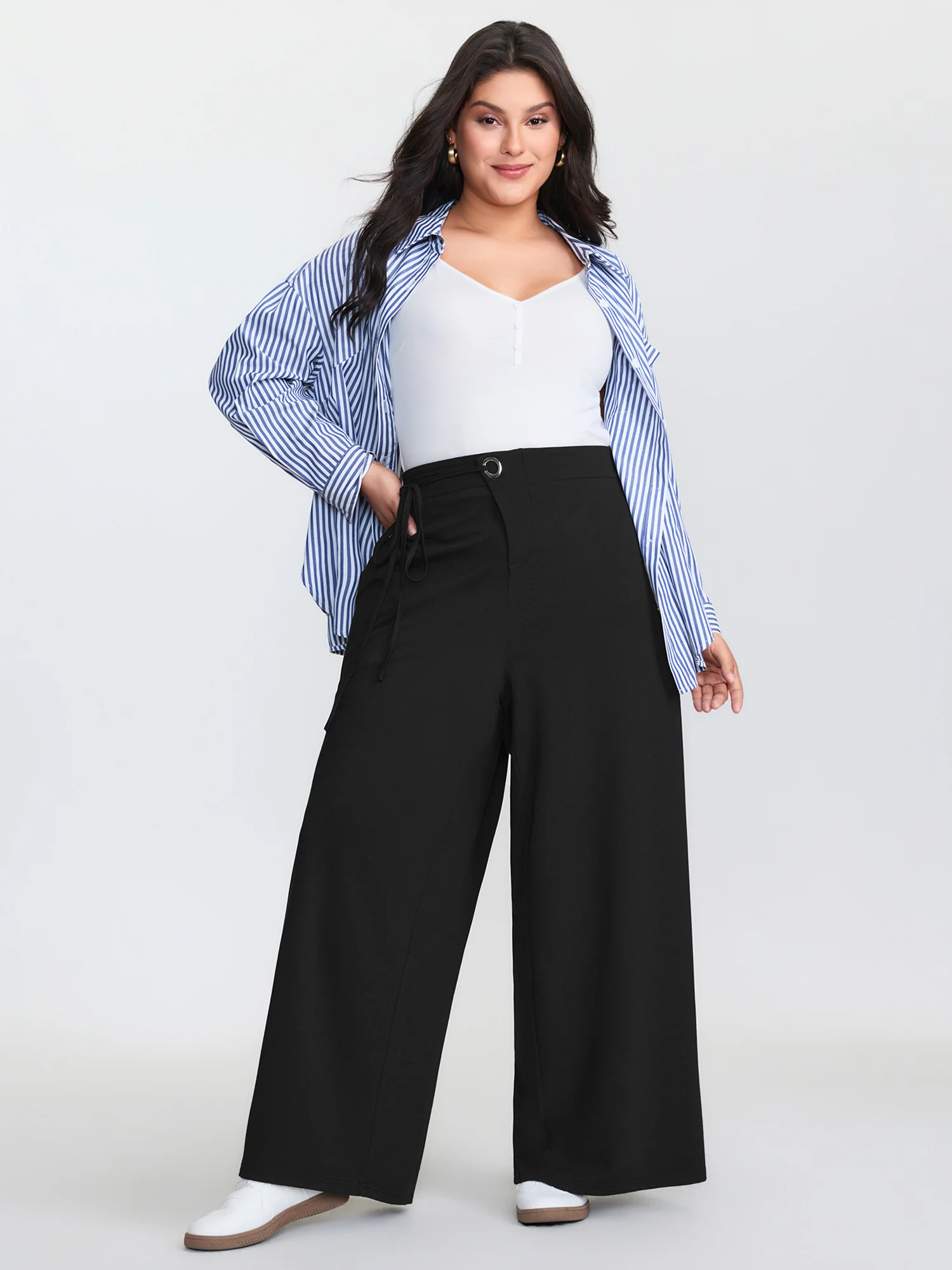 Metal Buckle Wide-Leg Pants - Image 2