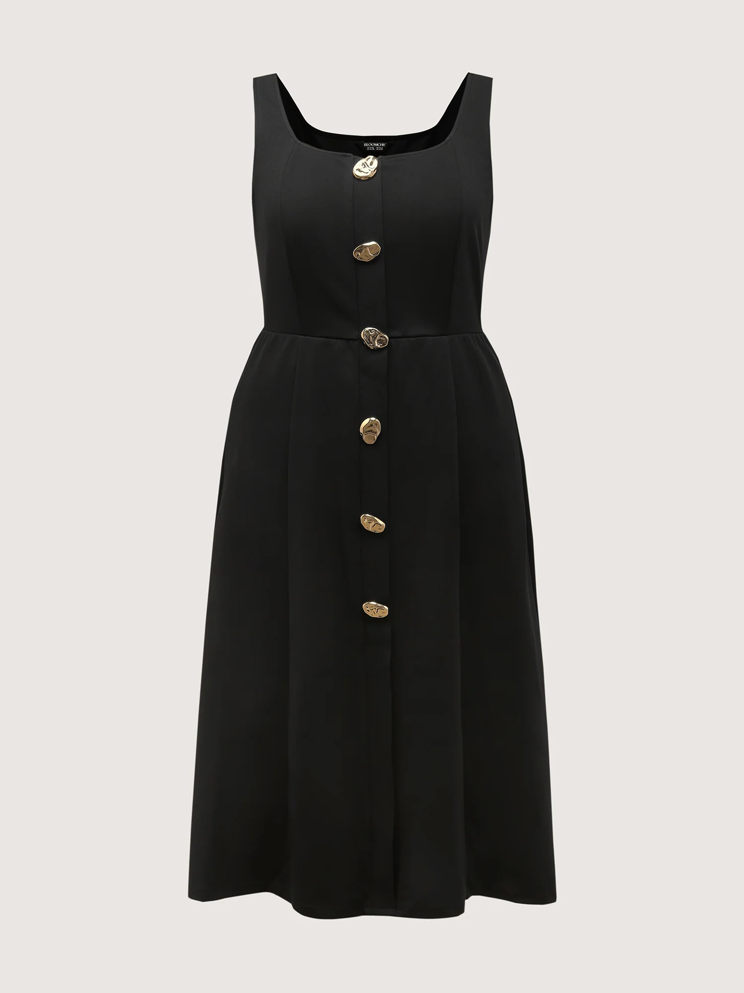 Metal Buttons Side Pockets Midi Dress - Image 7