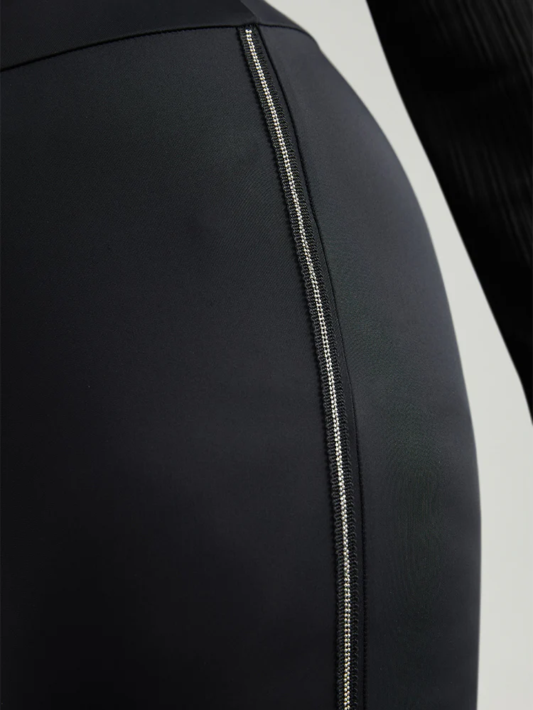 Metal Chain Trim Mid Rise Leggings - Image 6