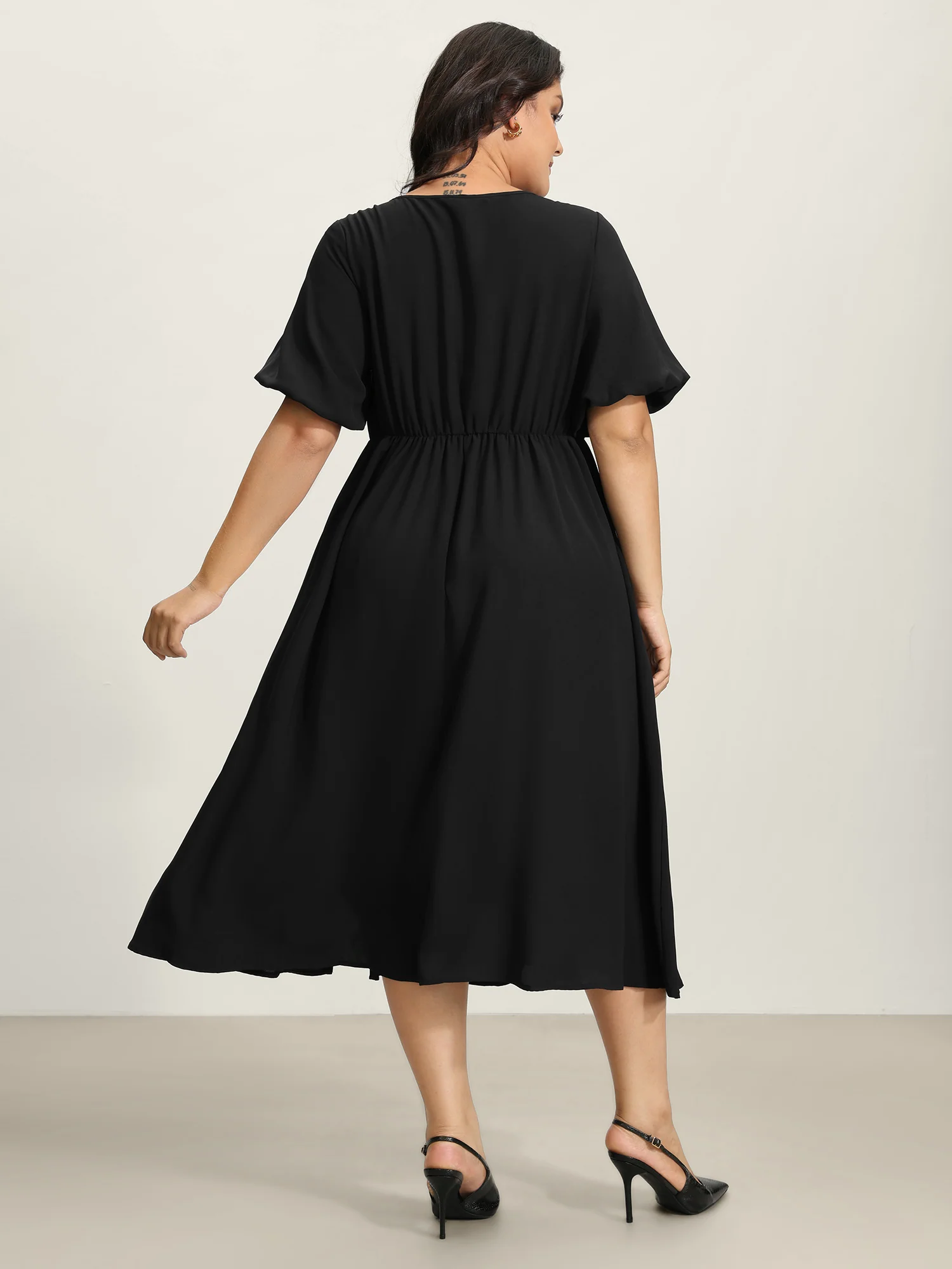 Metal Detail Asymmetrical Neckline Maxi Dress - Image 4