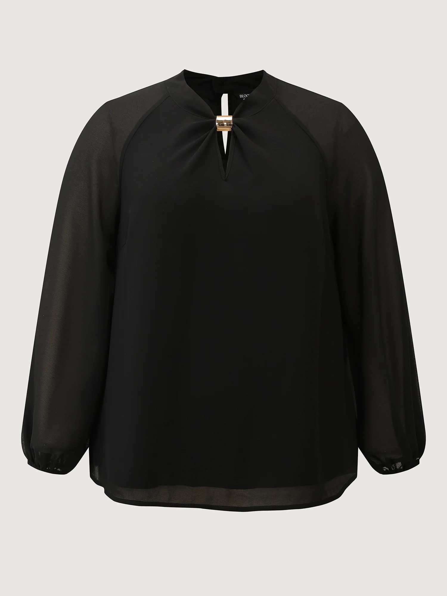 Metal Detail Neckline Flowy Blouse - Image 5