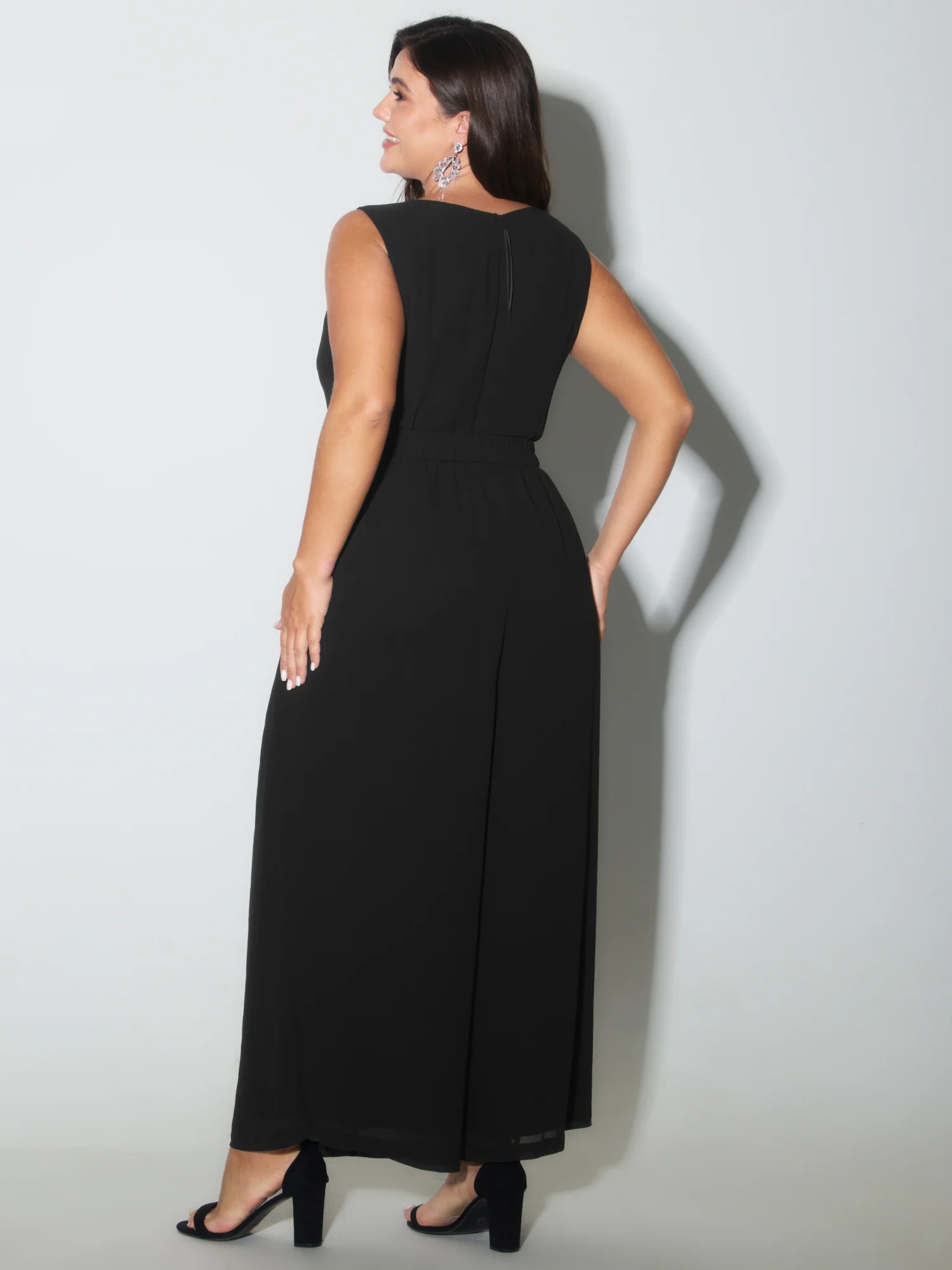 Metallic Buckle Layered Hem Slit Jumpsuit - Image 4