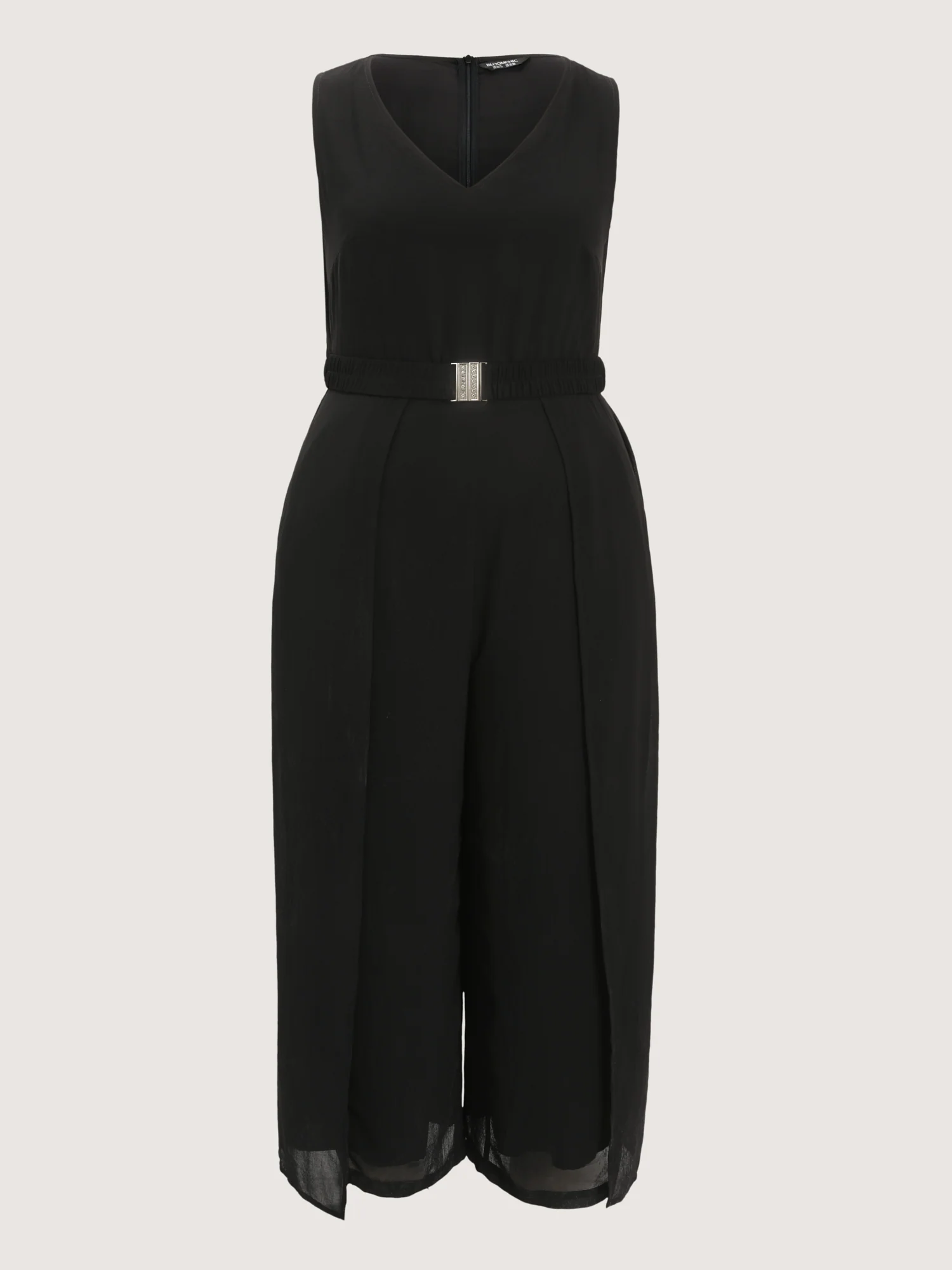 Metallic Buckle Layered Hem Slit Jumpsuit - Image 5