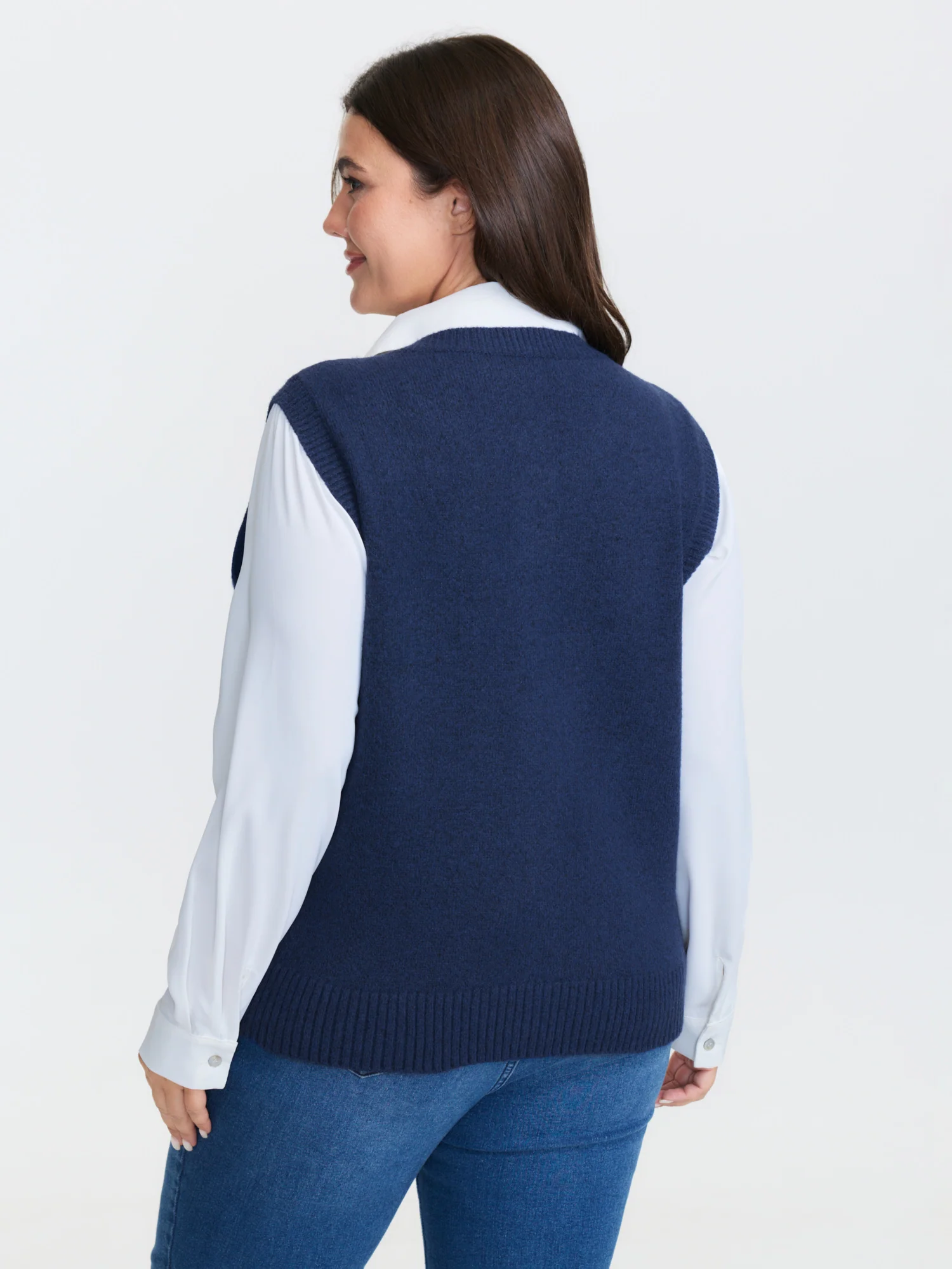 Metallic Button Detail Knit Vest - Image 4